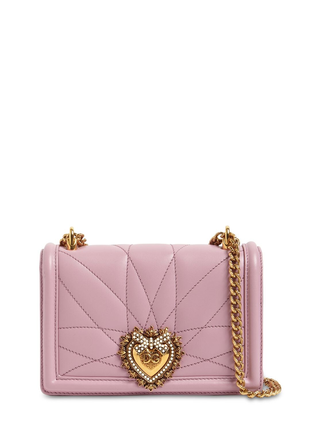 Dolce & Gabbana Mini Devotion Leather Shoulder Bag In Pink