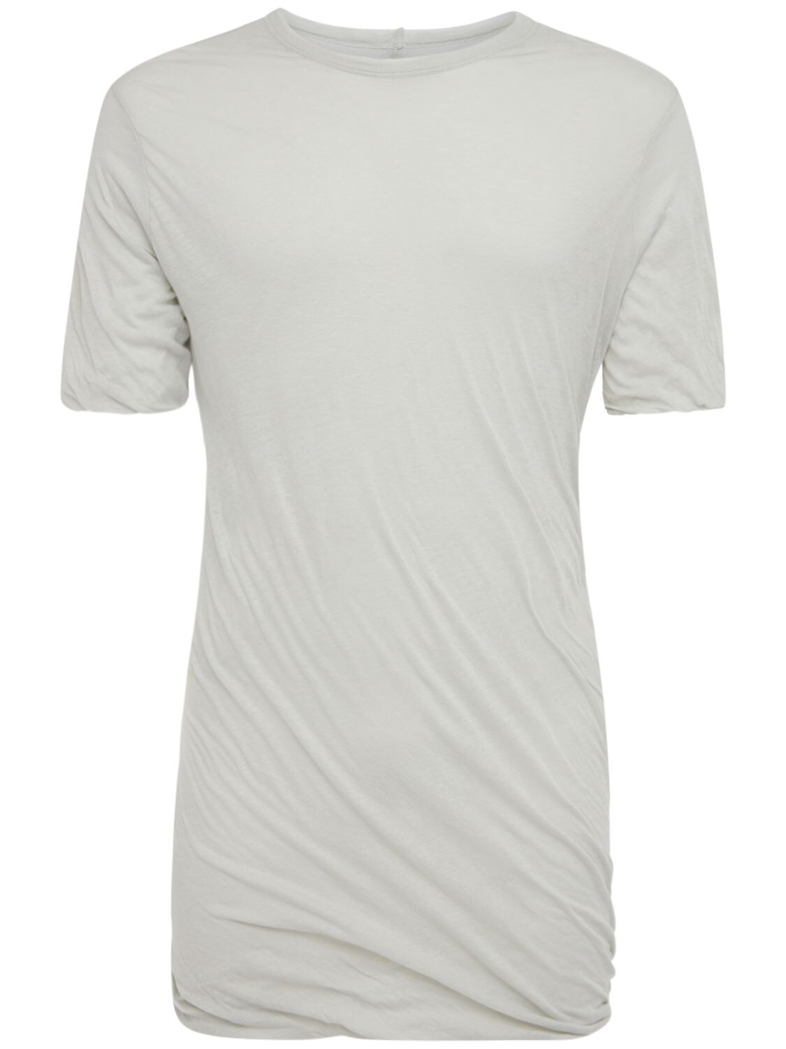 Rick Owens Twist Long Double Cotton Jersey T-shirt In Oyster