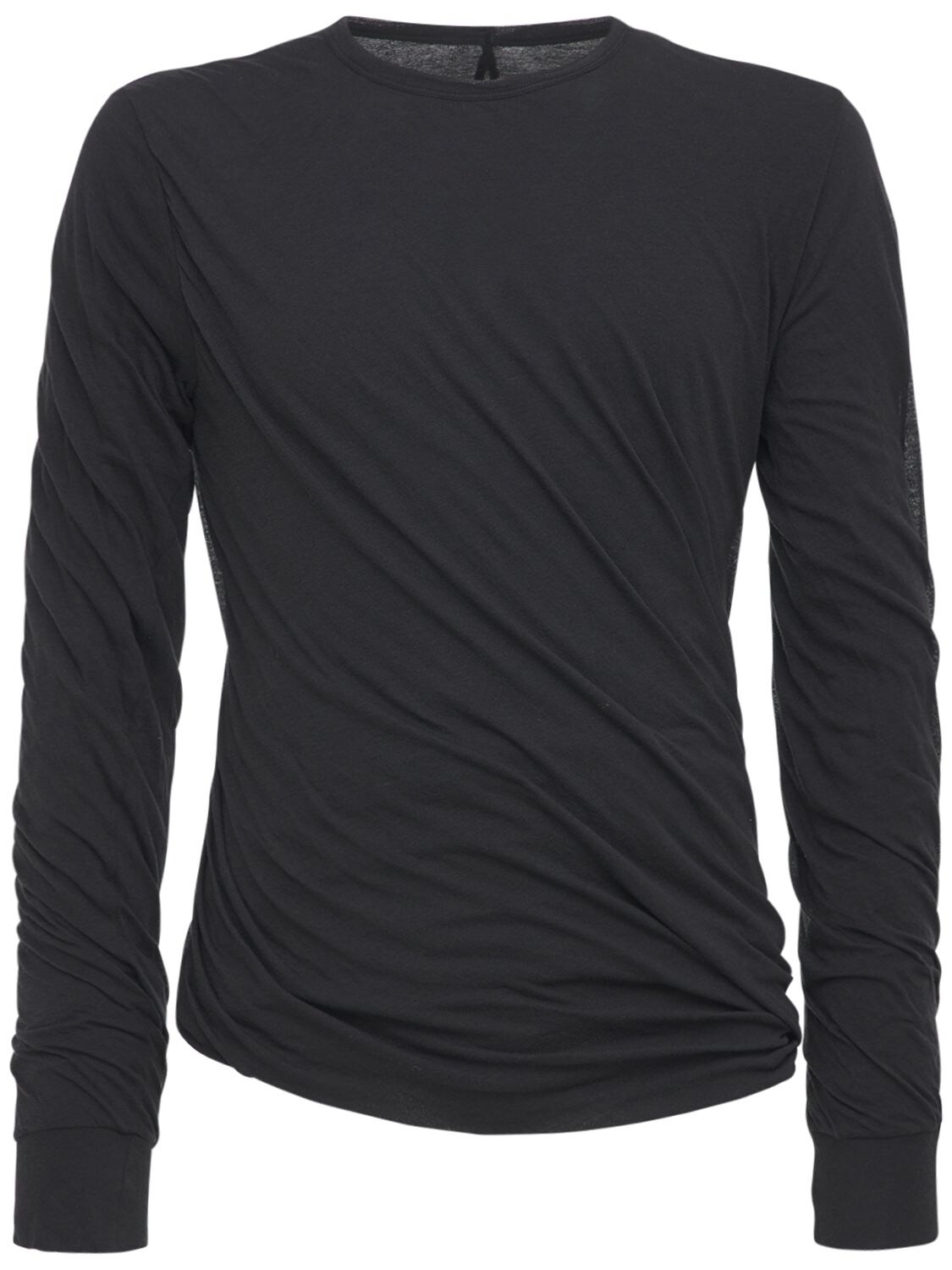 Rick Owens Twist Long Sleeve Double Jersey T-shirt In Black