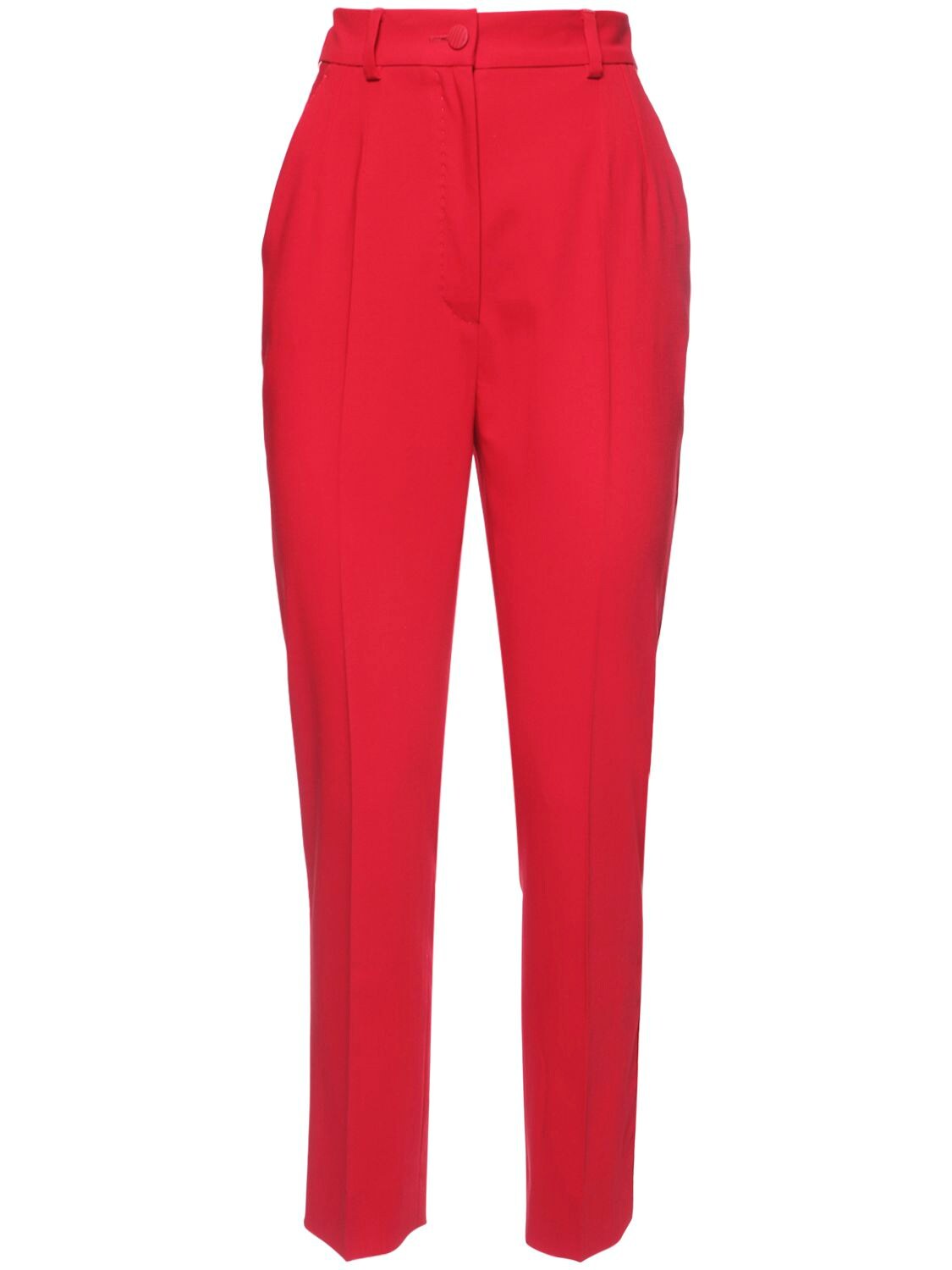 Dolce & Gabbana High Waist Stretch Wool Blend Crop Trousers In Red,white