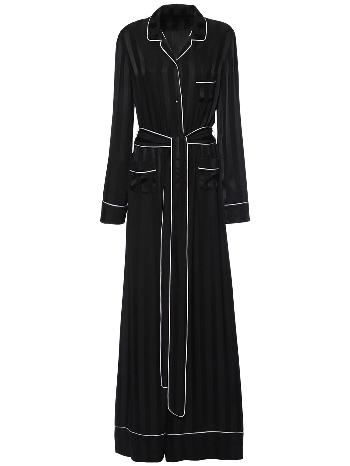 Dolce & Gabbana Jacquard Stripe Silk Satin Jumpsuit In Black | ModeSens