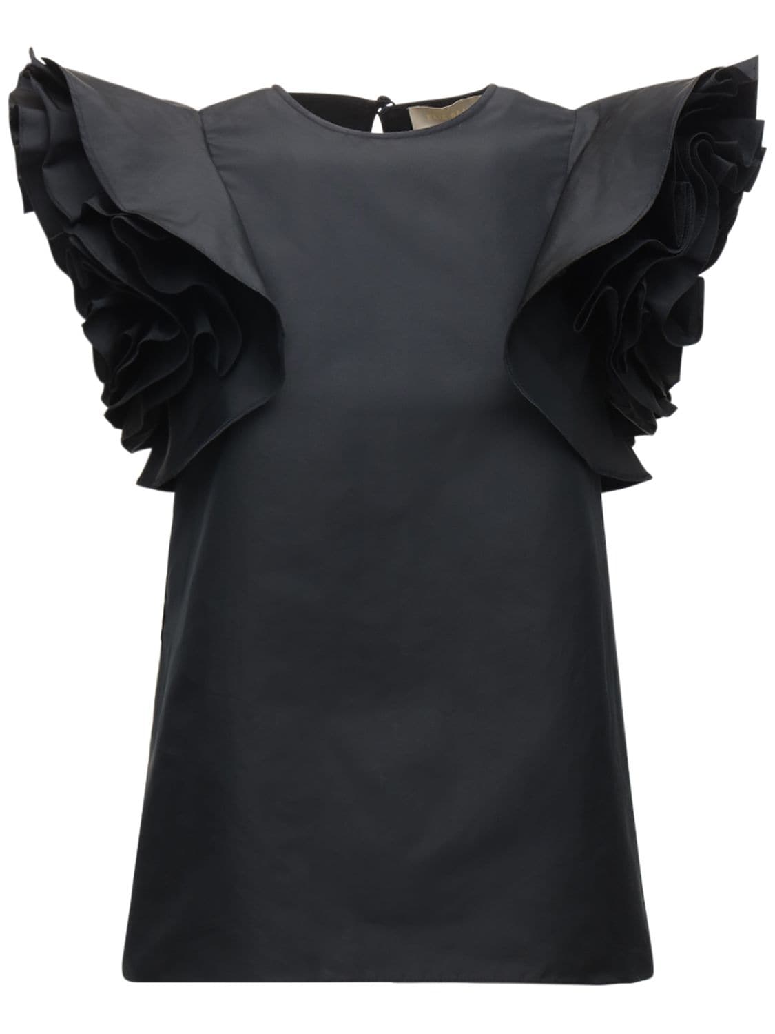 Elie Saab Taffeta Top W/ Ruffled Sleeves In Black