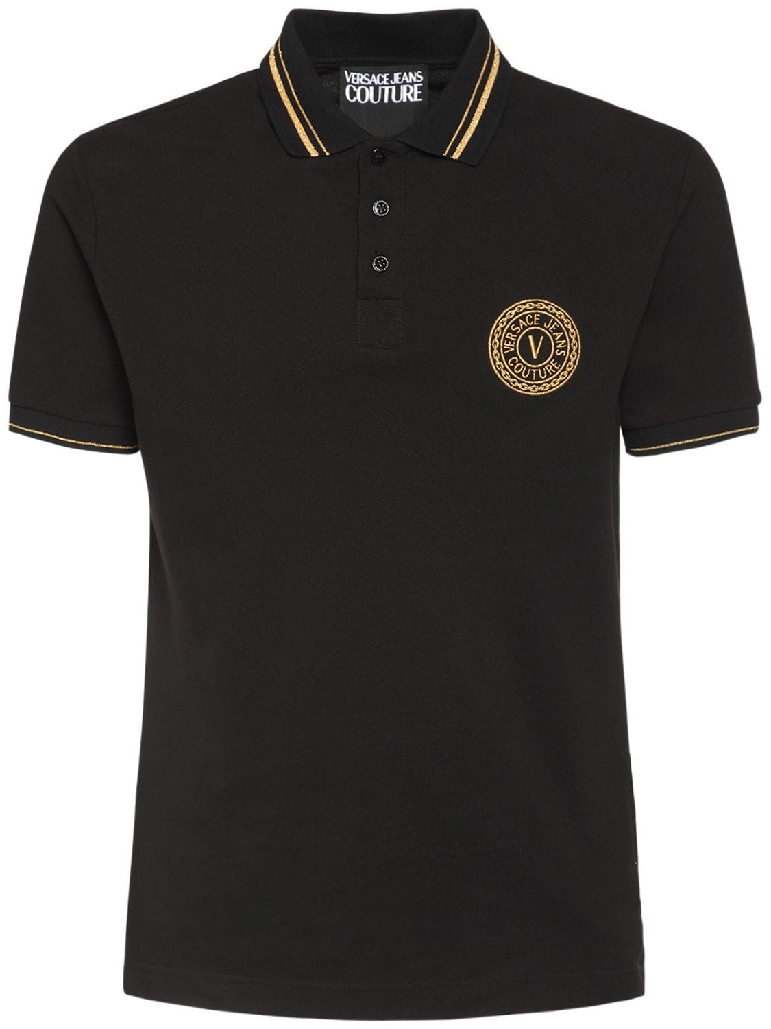 VERSACE JEANS COUTURE LOGO COTTON POLO,73IBQN001-SZQY0