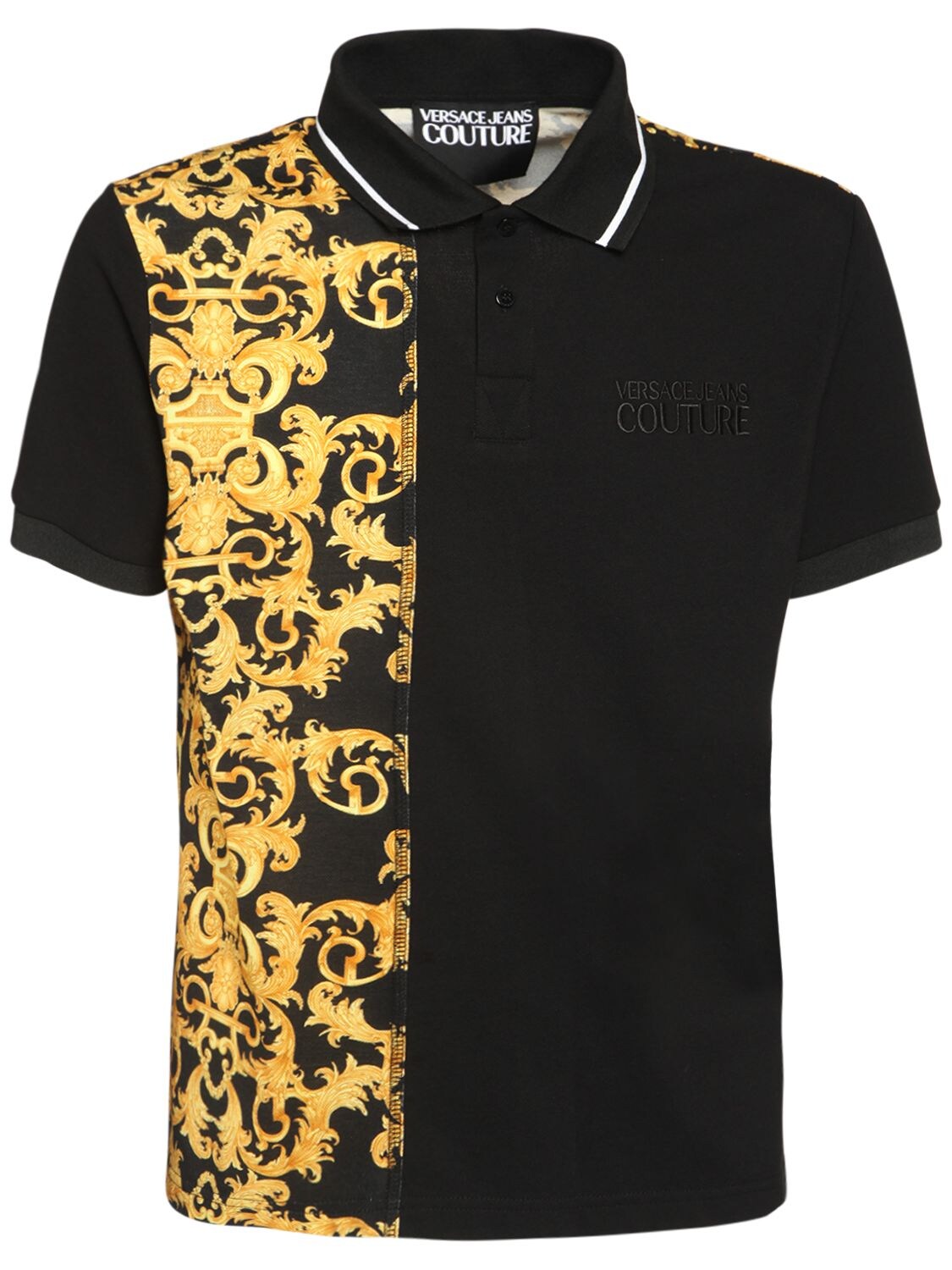 VERSACE JEANS COUTURE TWO TONE LOGO COTTON POLO,73IBQN013-ODK50