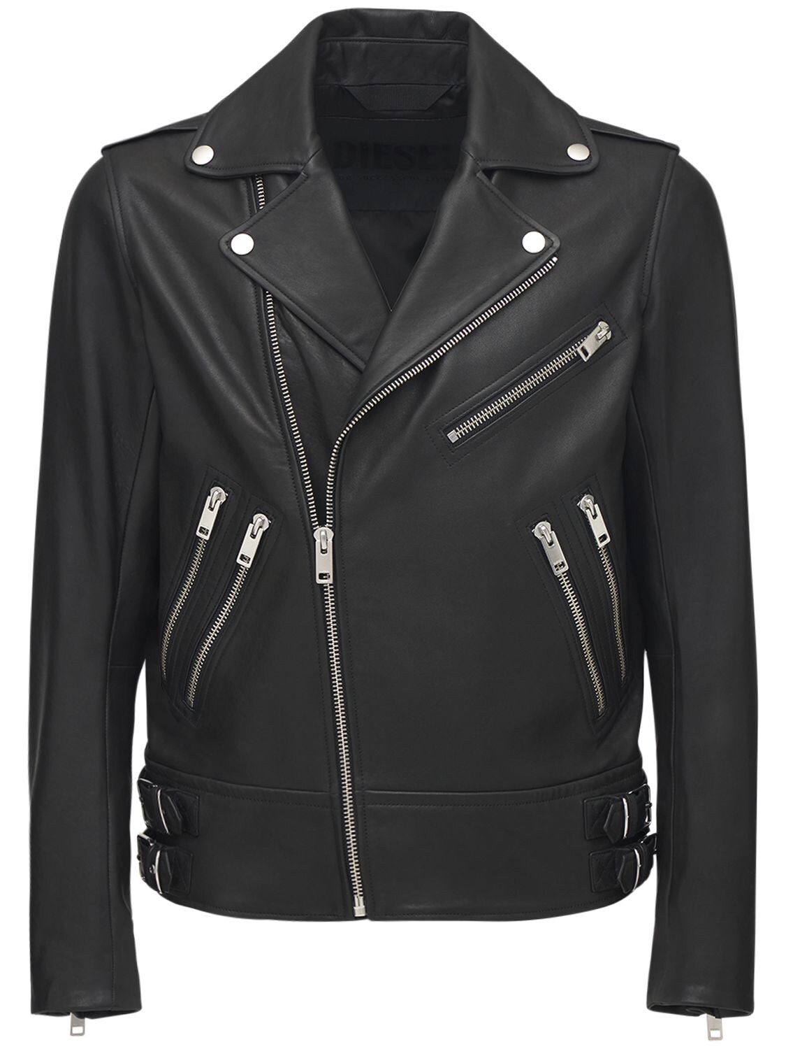 DIESEL LEATHER BIKER JACKET,73IBQT002-OVHY0