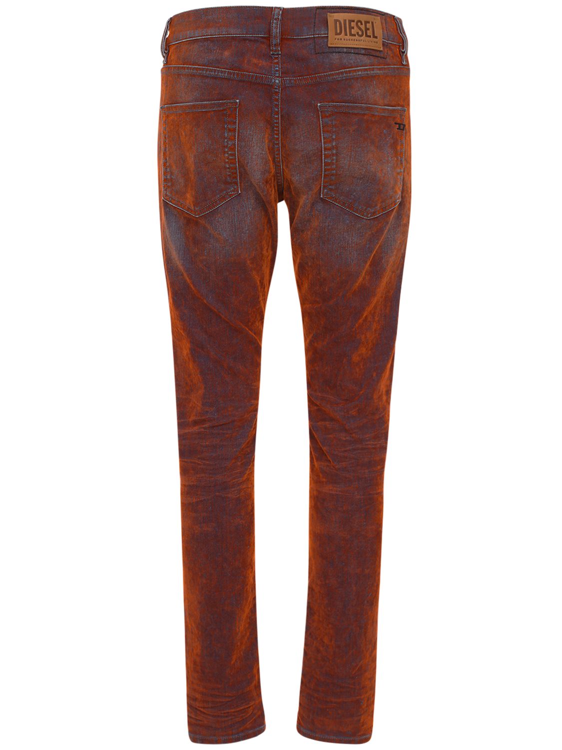 Diesel D-strukt Slim Velvet Coating Denim Jeans In Orange