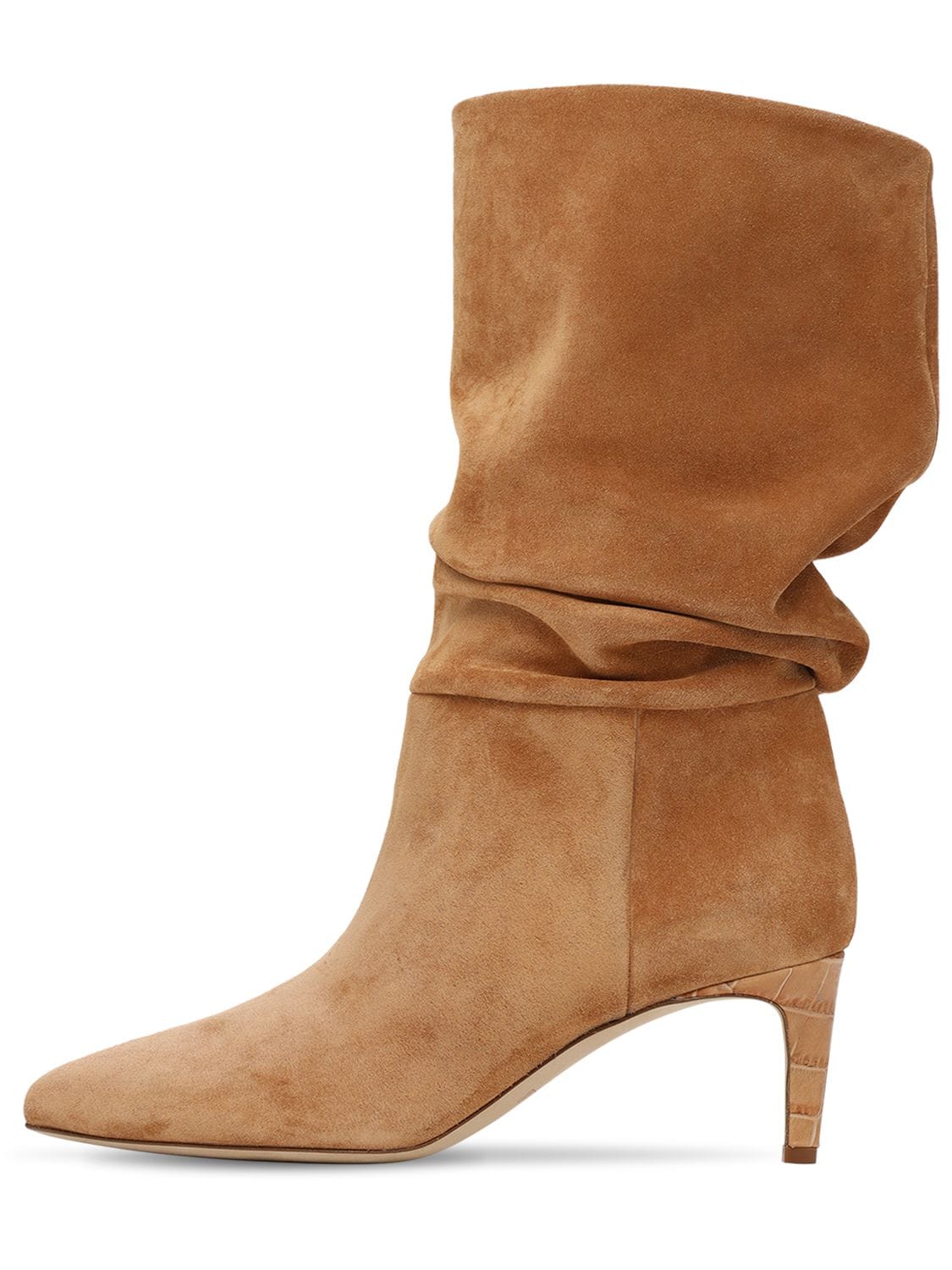 Paris Texas High Heels Ankle Boots In Leather Color Suede In Tan