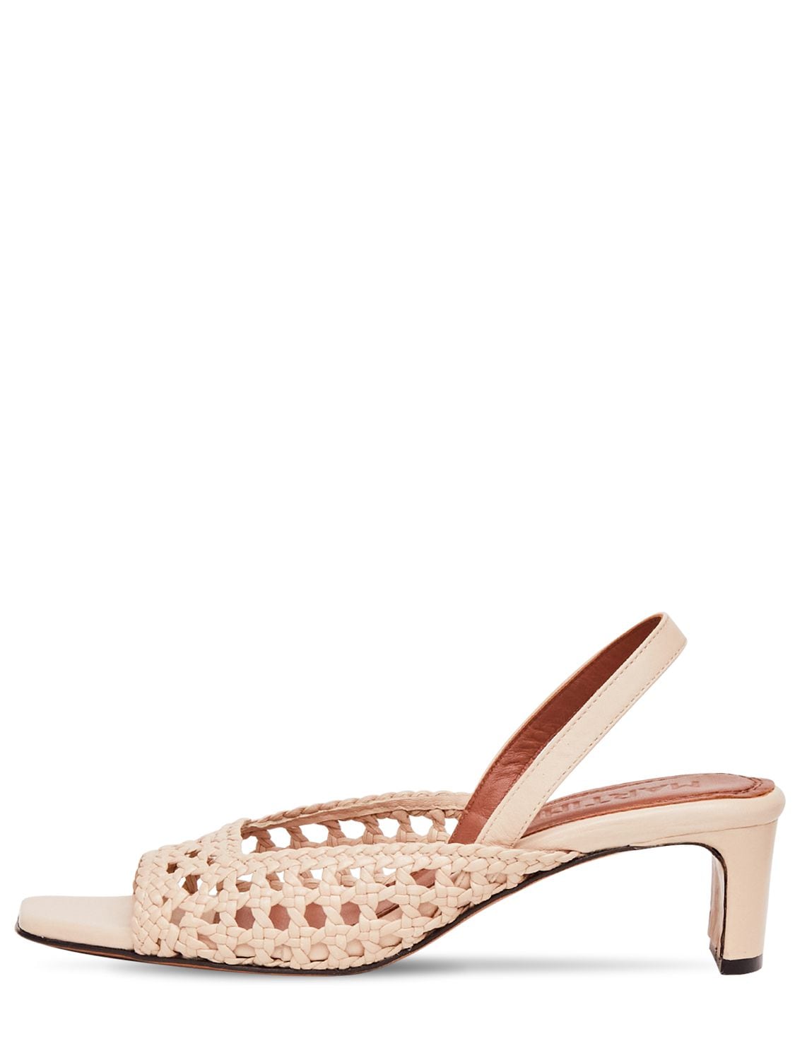 Souliers Martinez 50mm Woven Leather Sling Back Sandals In Beige