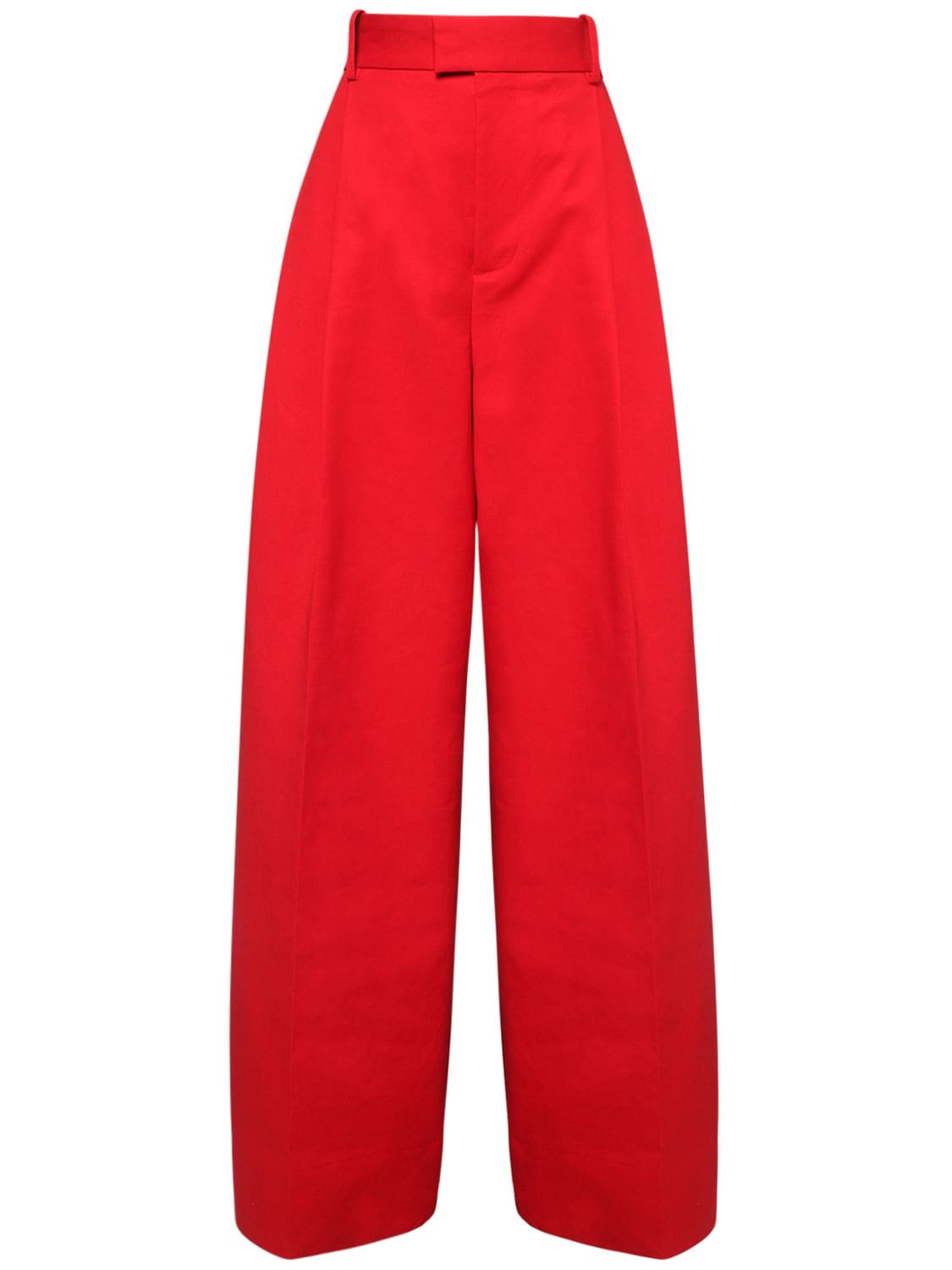 Bottega Veneta Full-length Sanded Cotton Wide Leg Pants In Red