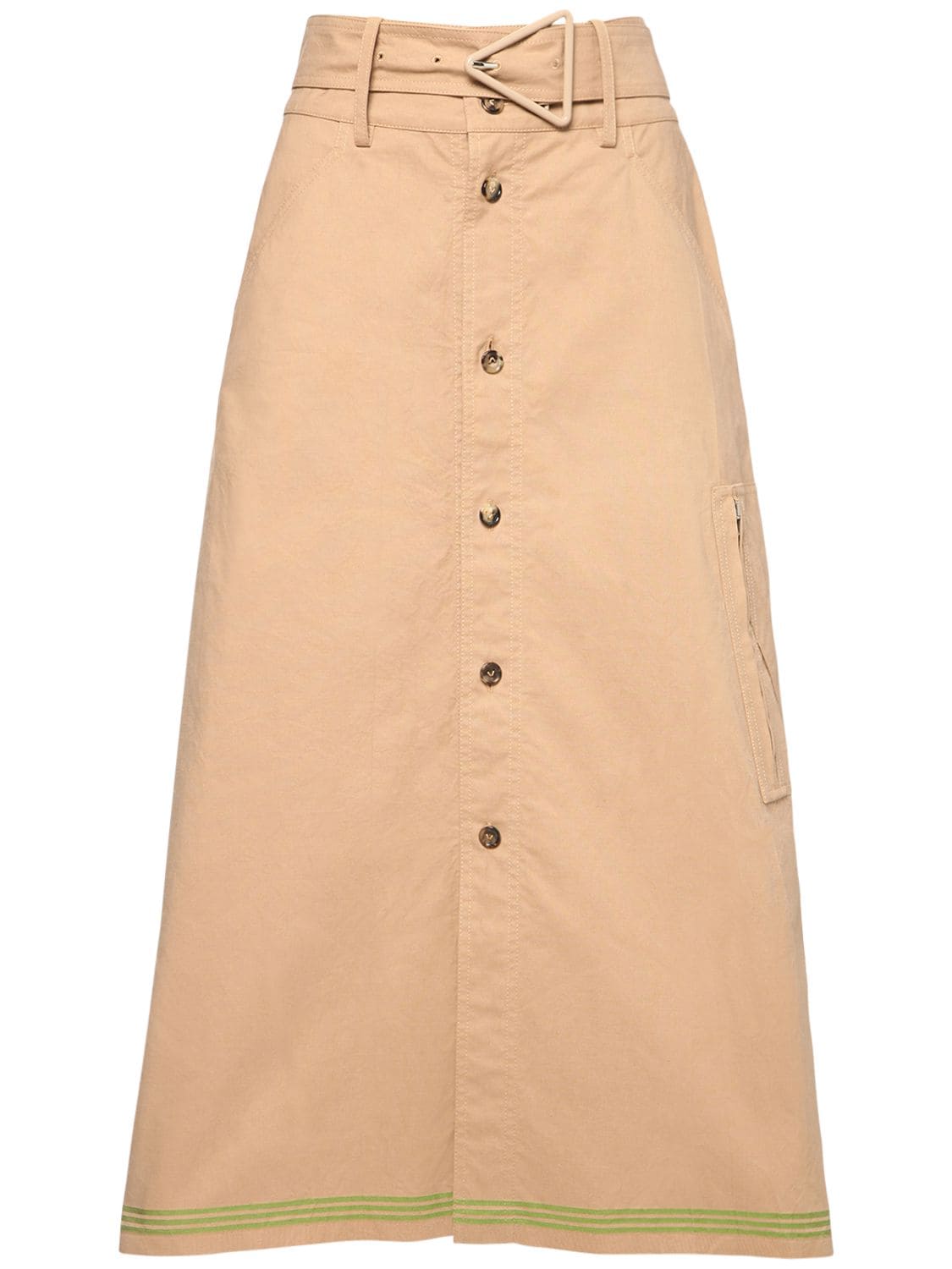 BOTTEGA VENETA 厚重条纹镶边棉质半身裙,73ICD3059-OTC0NW2