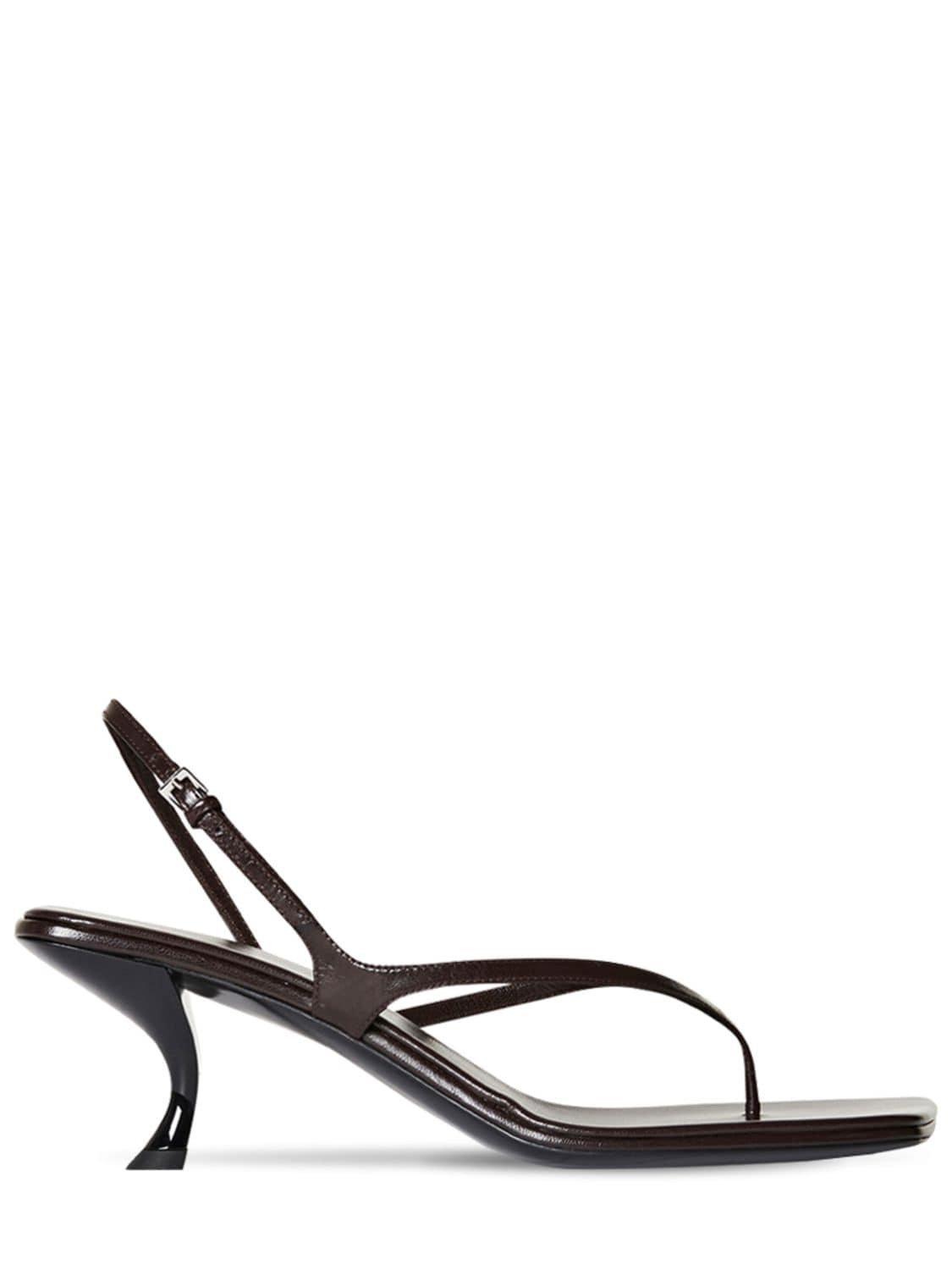 The Row 55mm Constance Leather Thong Sandals In Dark Brown