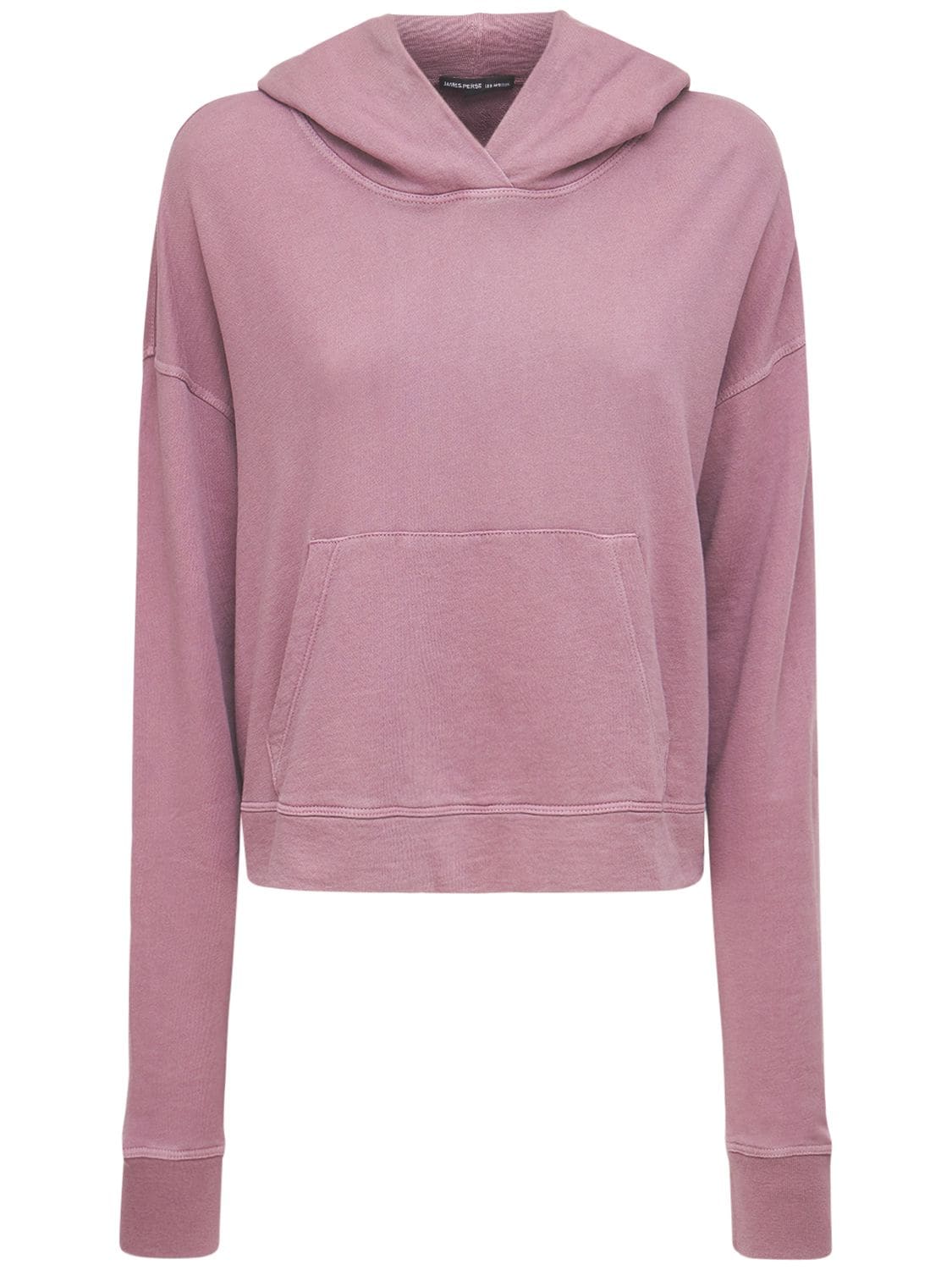 James Perse Relaxed Cotton Cropped Hoodie In Purple