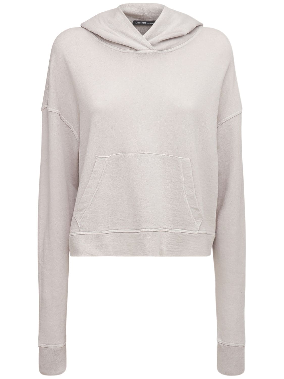 James Perse Relaxed Cotton Cropped Hoodie In Beige