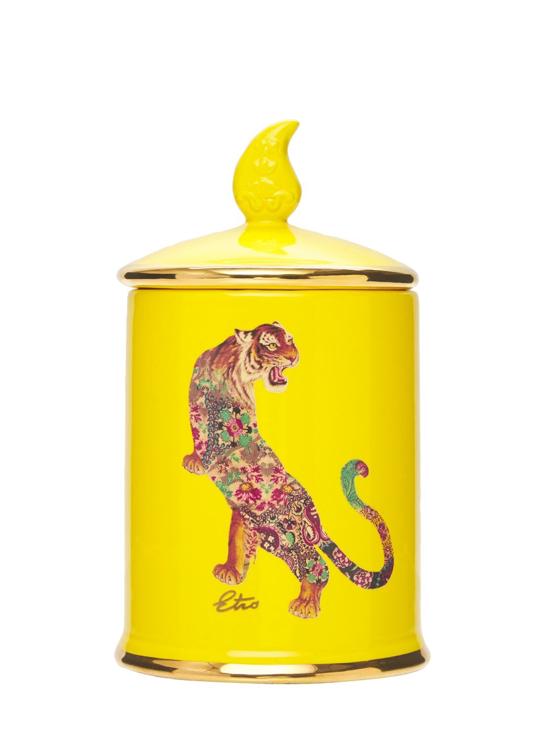Etro Tiger Amber Ceramic Candle In Yellow