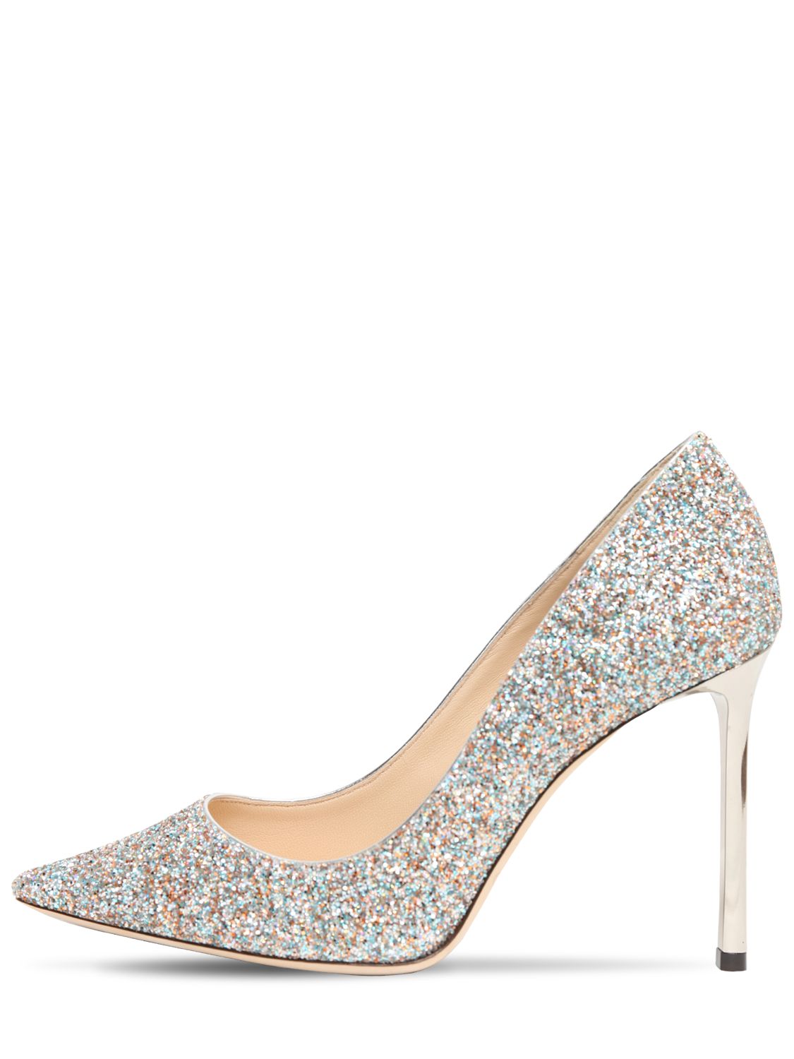 Jimmy Choo 100mm Love Glittered Pumps In Silver,multi ModeSens