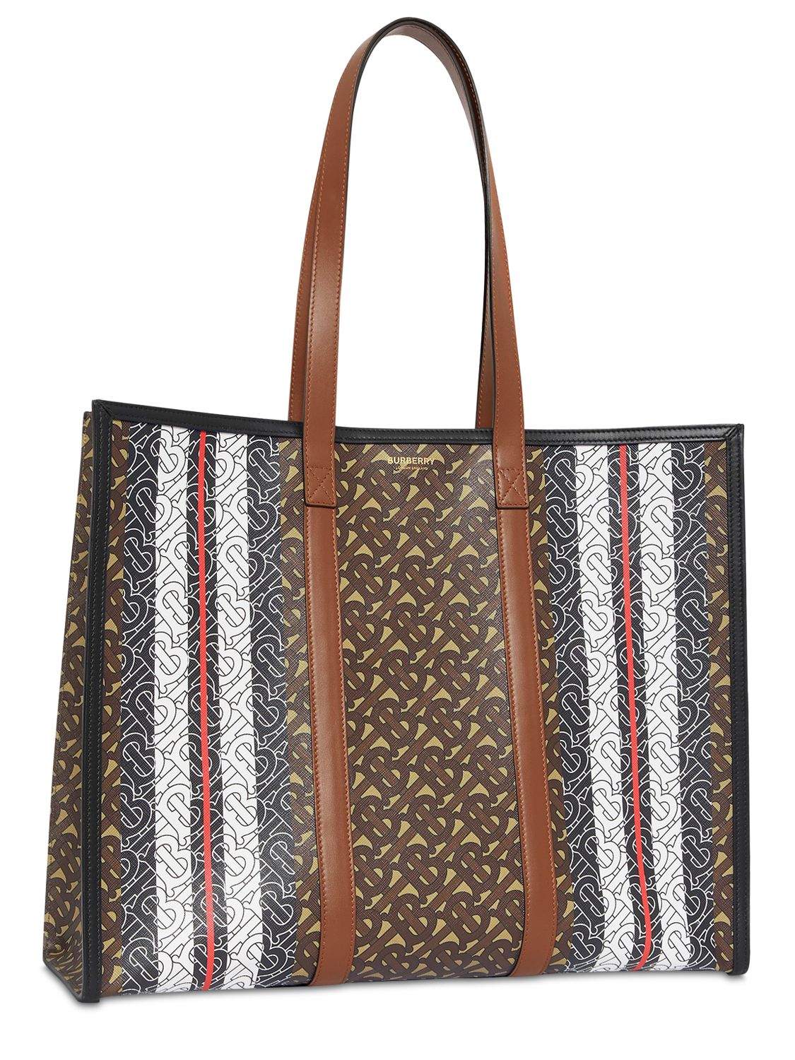 Burberry Tb Monogram E-canvas Tote Bag In Brown | ModeSens
