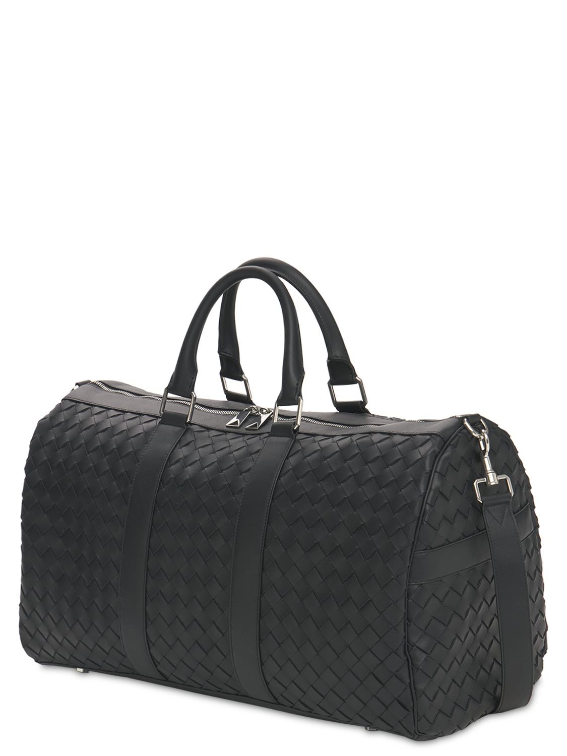 Intrecciato Leather Duffle Bag in Black - Bottega Veneta