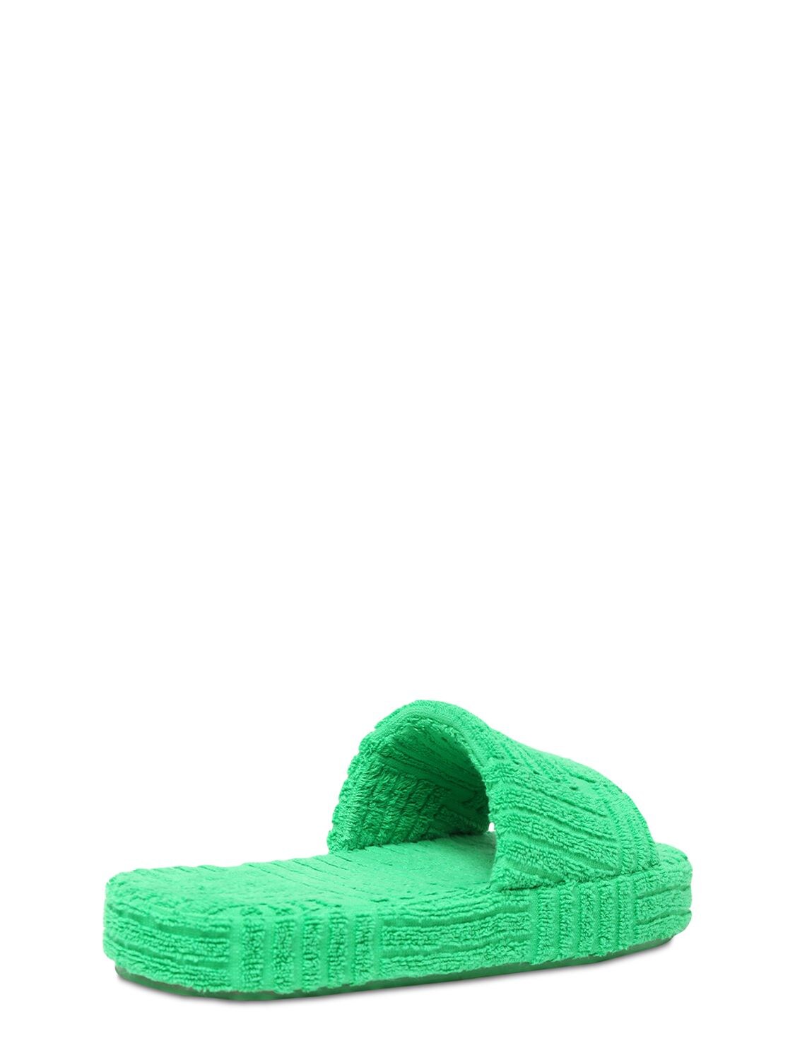 Shop Bottega Veneta Geometric Terrycloth Slide Sandals In Grass