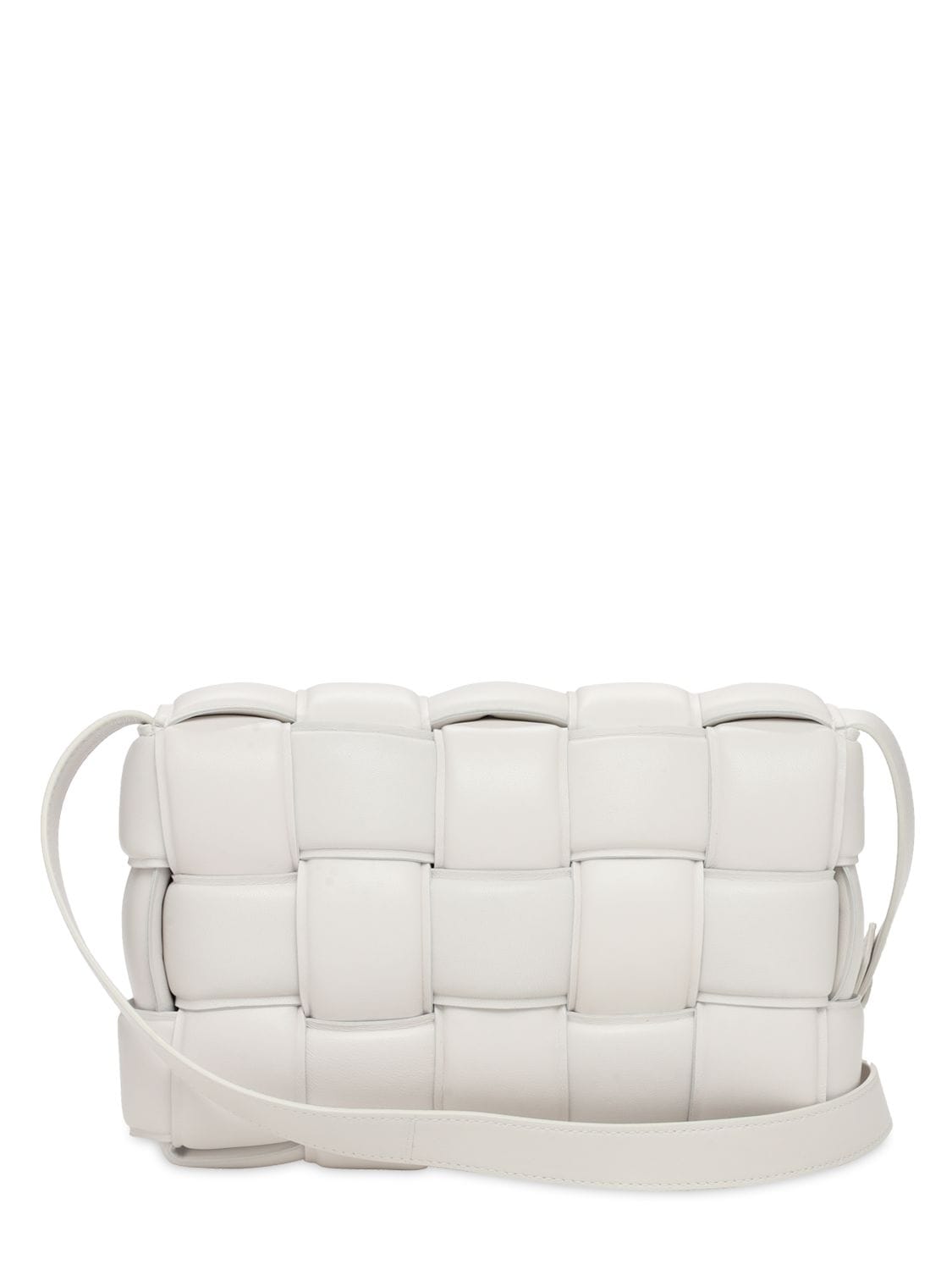 Shop Bottega Veneta Padded Cassette Leather Crossbody Bag In Chalk