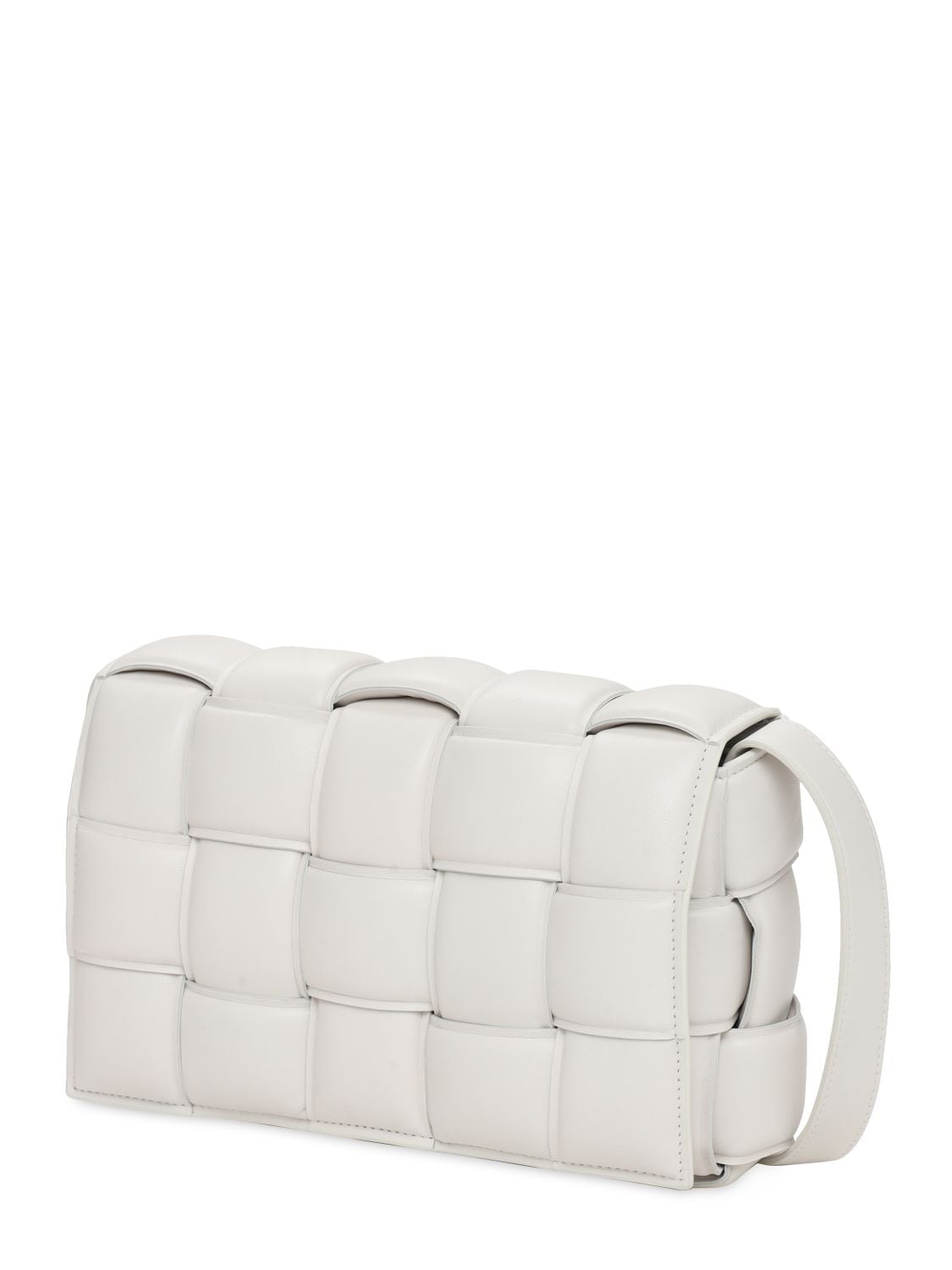 Shop Bottega Veneta Padded Cassette Leather Crossbody Bag In Chalk