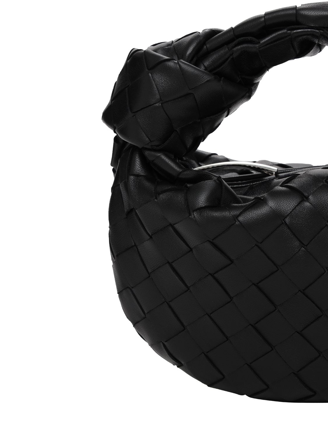 Shop Bottega Veneta Mini Jodie Bag W/ Silver Hardware In Black