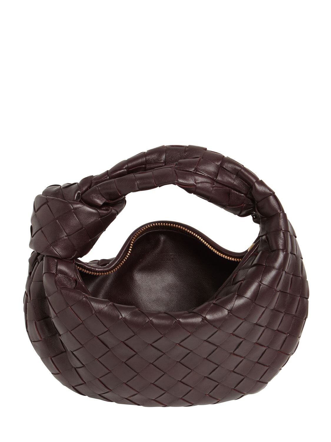 Shop Bottega Veneta Mini Jodie Leather Top Handle Bag In Grape