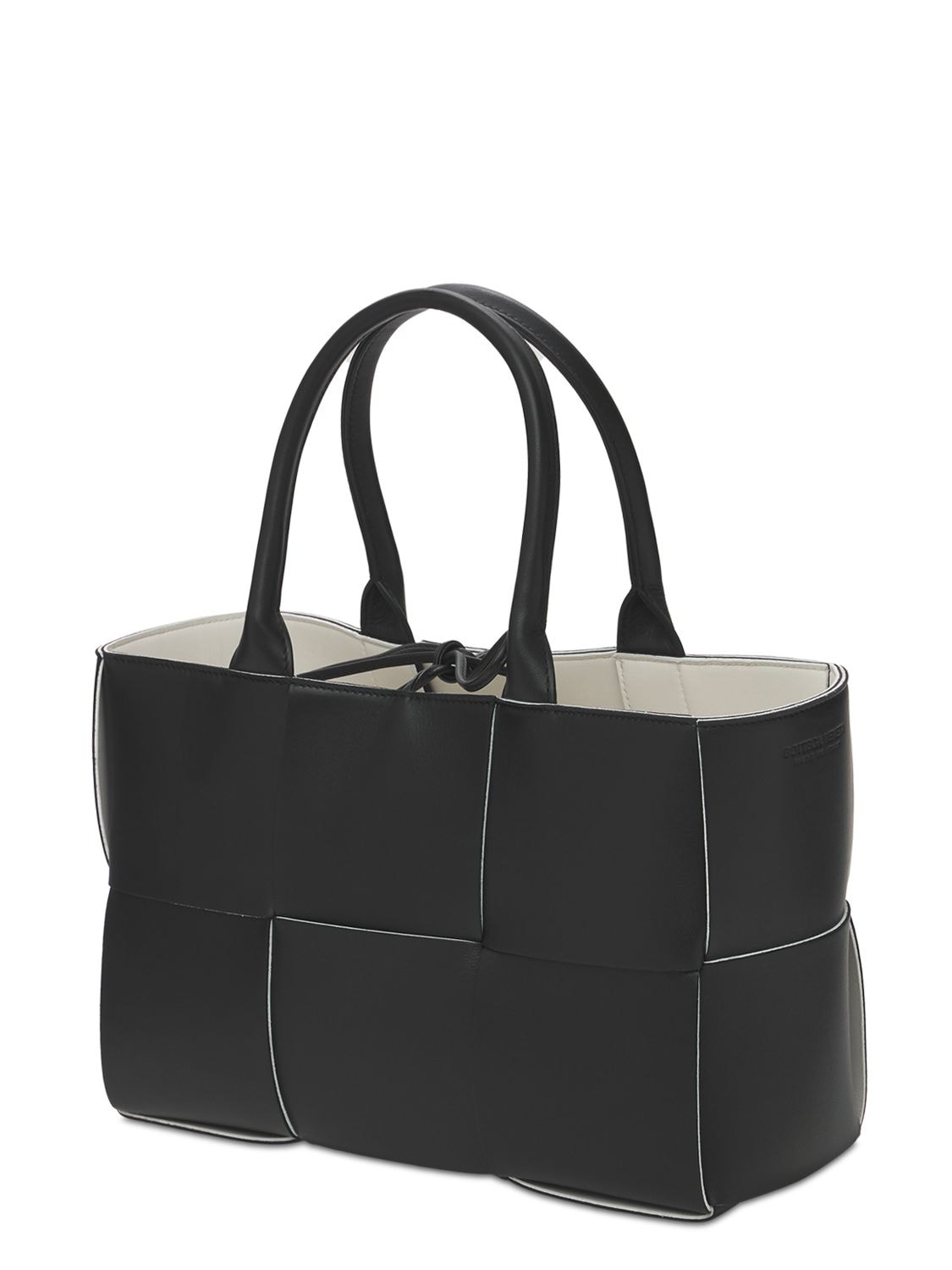 Shop Bottega Veneta Small Arco Leather Tote Bag In Black