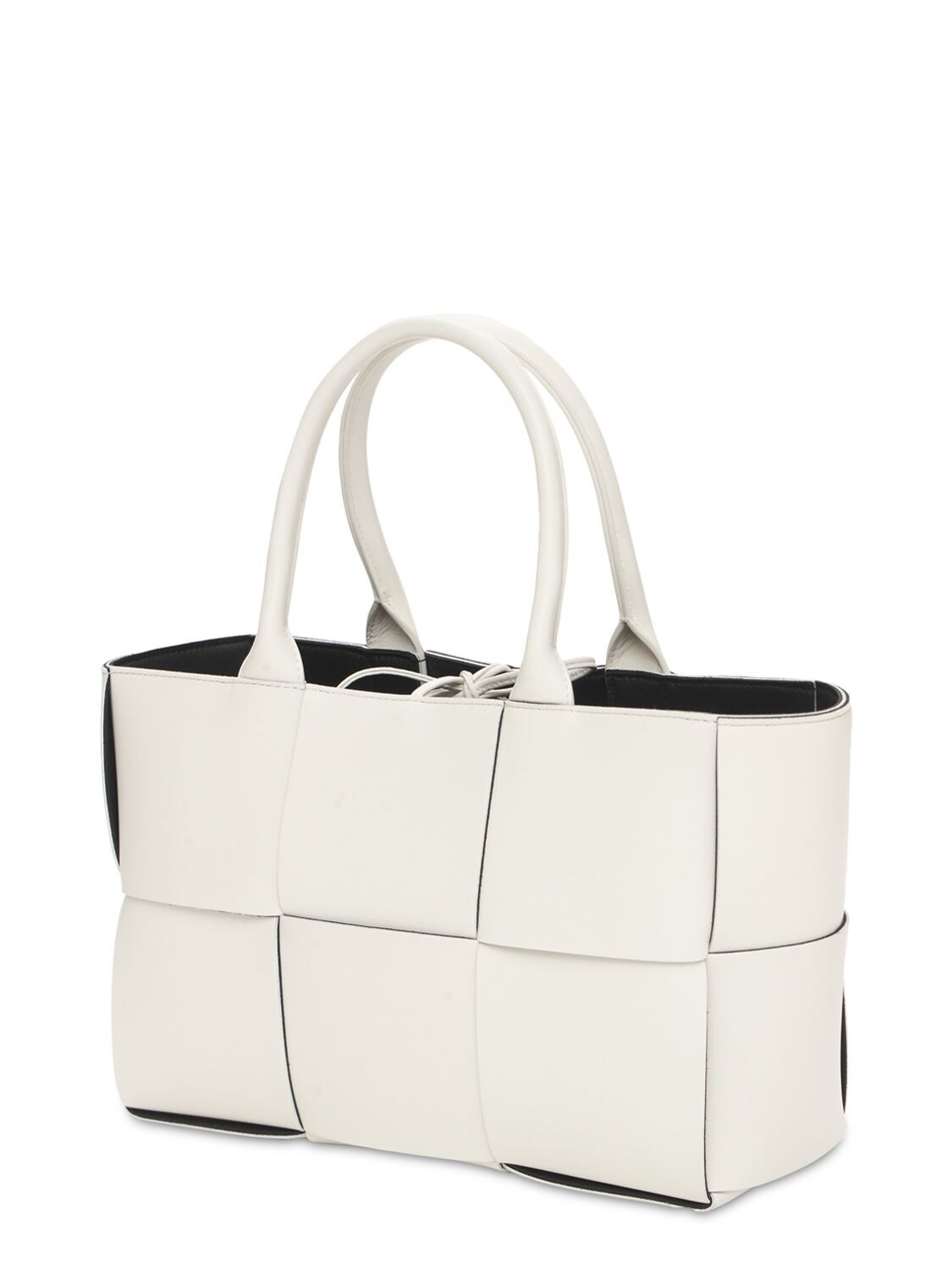 Shop Bottega Veneta Small Arco Leather Tote Bag In White