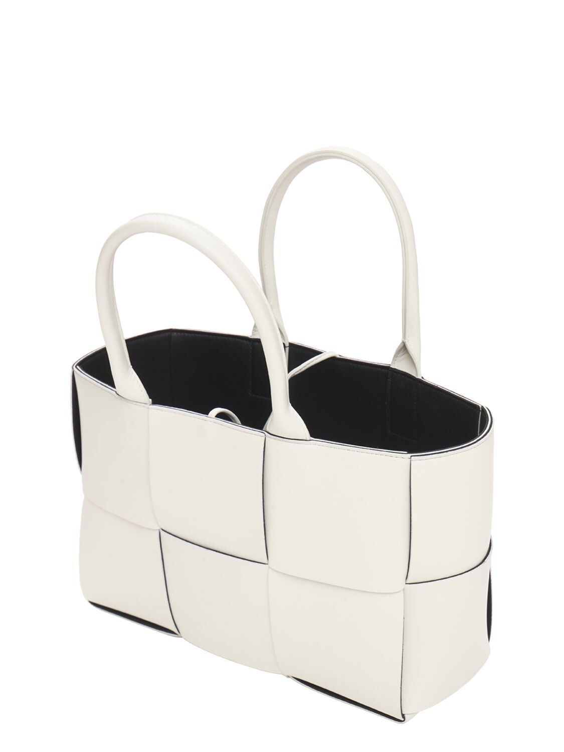 Shop Bottega Veneta Small Arco Leather Tote Bag In White