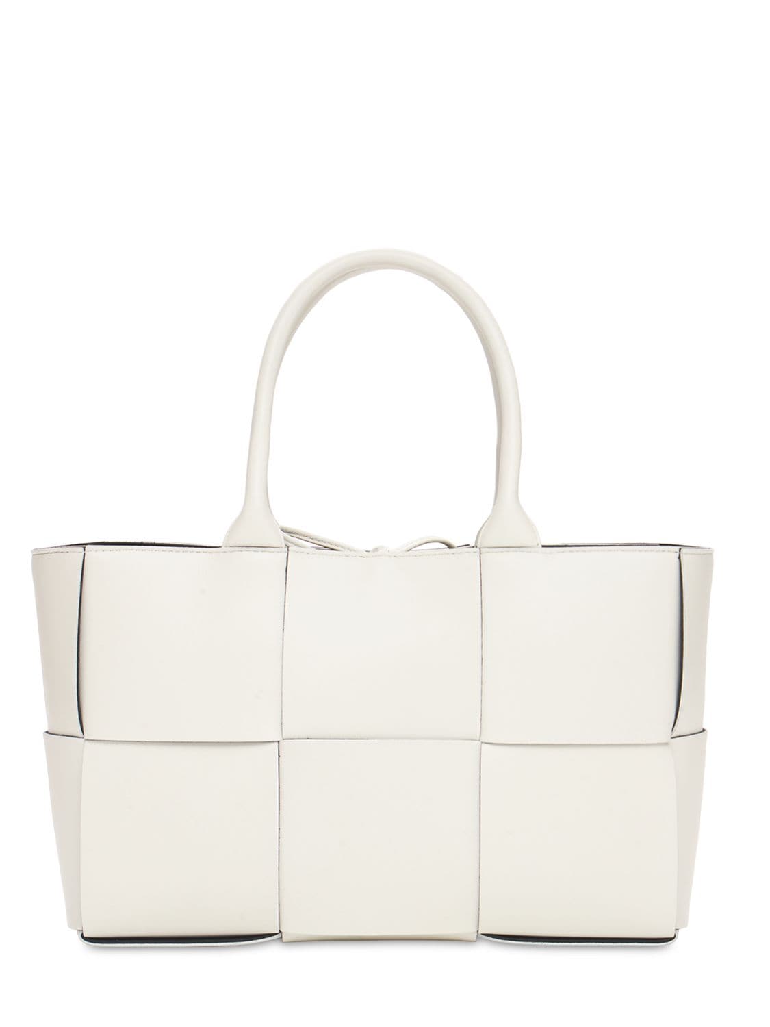 Shop Bottega Veneta Small Arco Leather Tote Bag In White