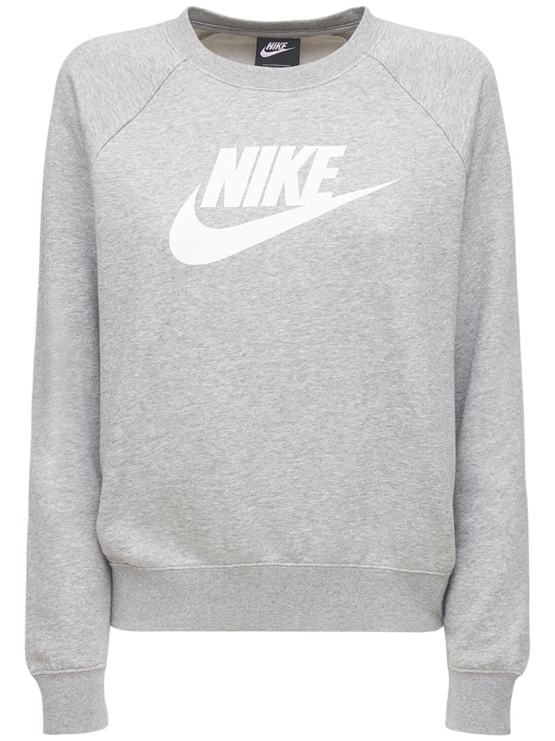 Nike Logo Cotton Blend Fleece Sweatshirt In Grey