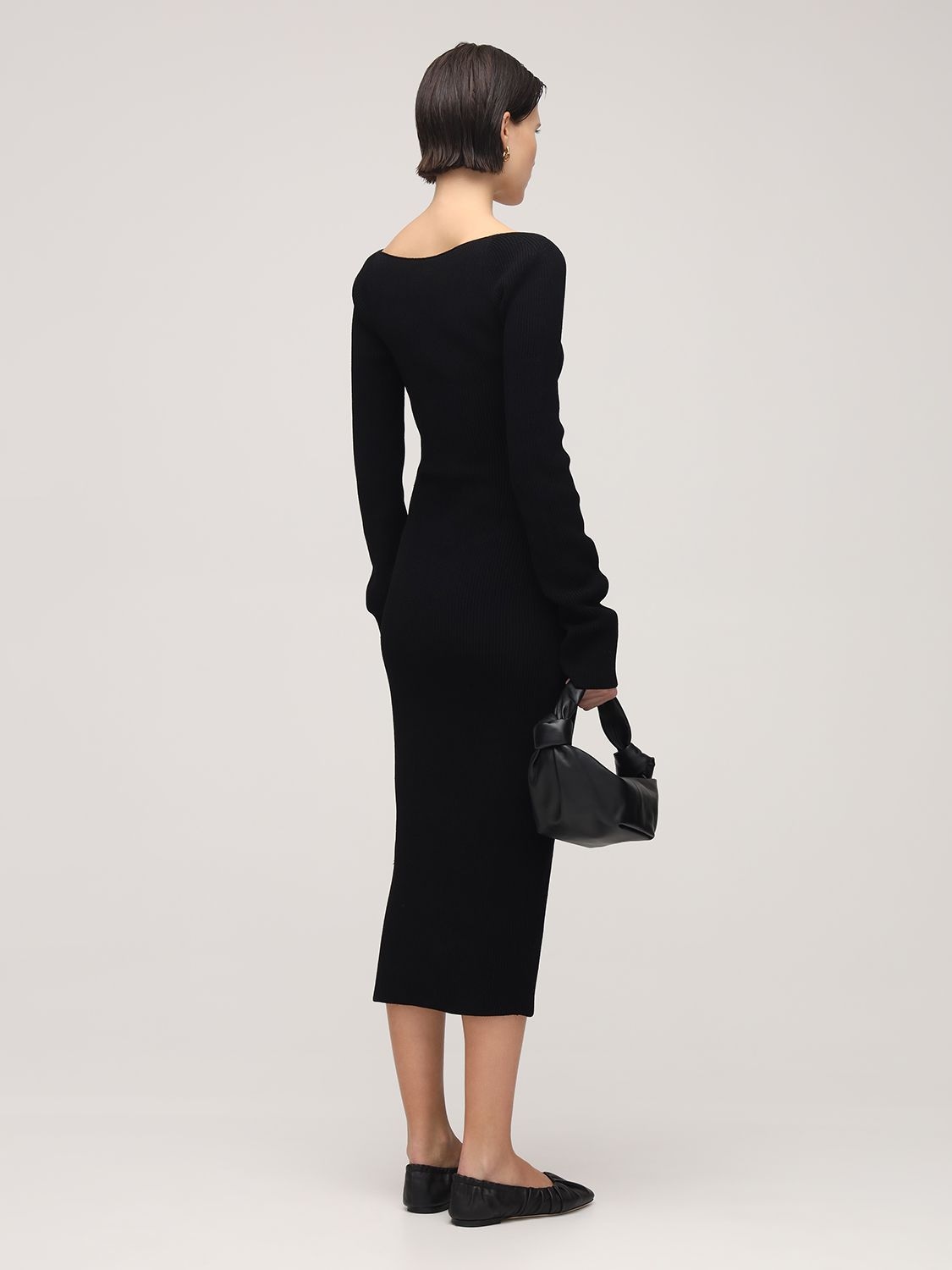Shop Khaite Beth Stretch Viscose Bustier Midi Dress In Black