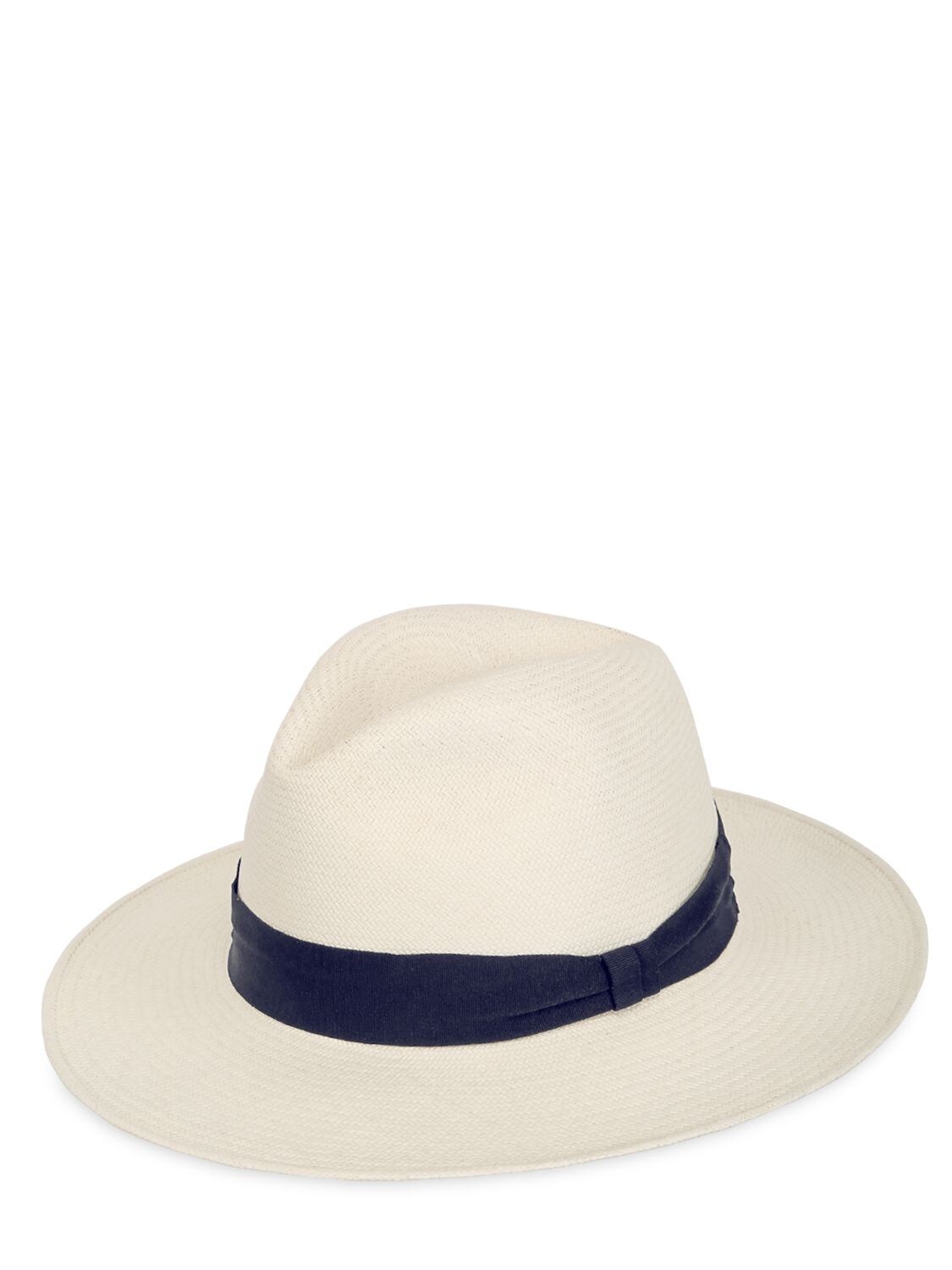 Frescobol Carioca Ecuadorian Panama Straw Hat In White,navy