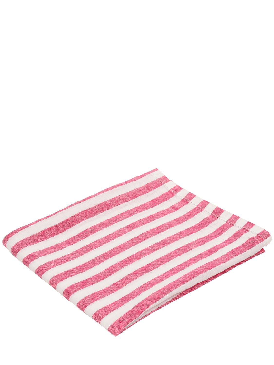Frescobol Carioca Medium Stripe Linen Beach Towel In Pink,white