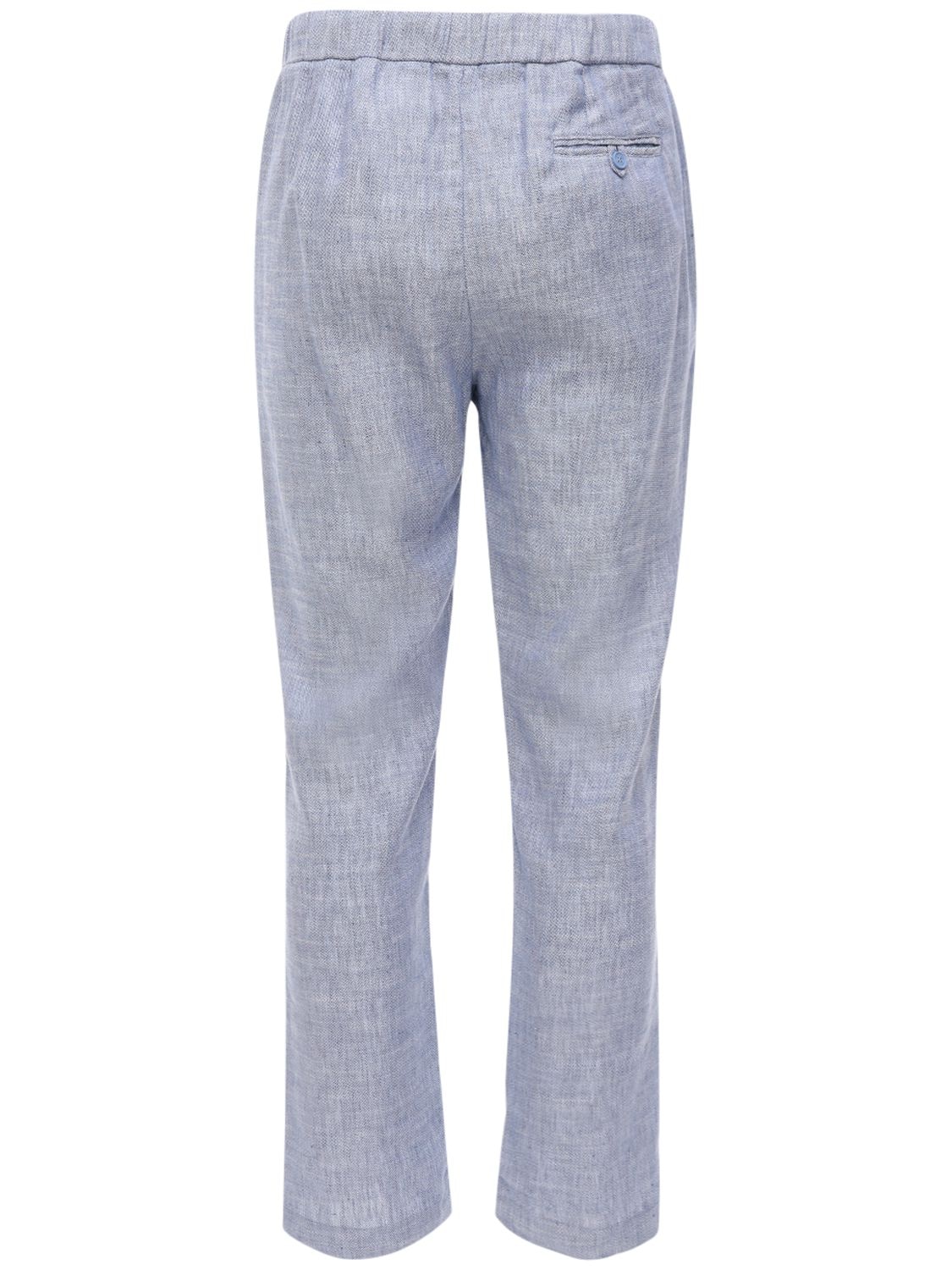 Shop Frescobol Carioca Oscar Linen & Cotton Chino Pants In Blue
