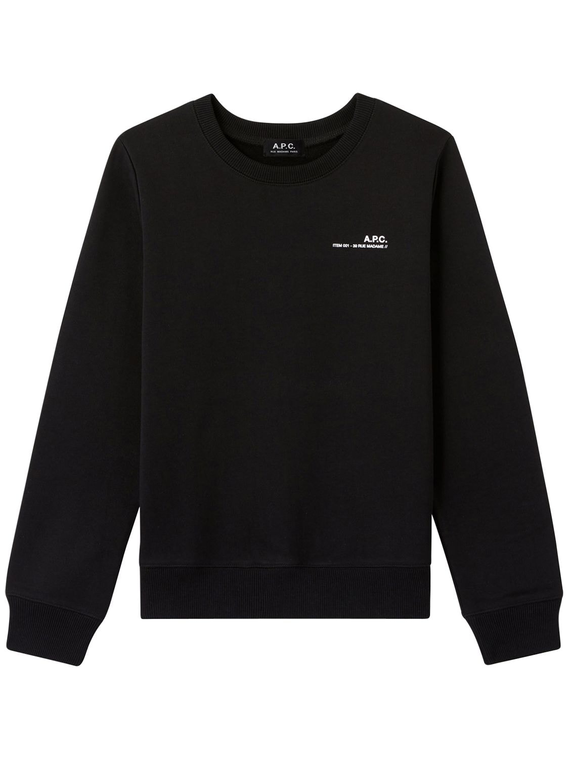 Apc Logo Cotton Fleece Sweatshirt In Black