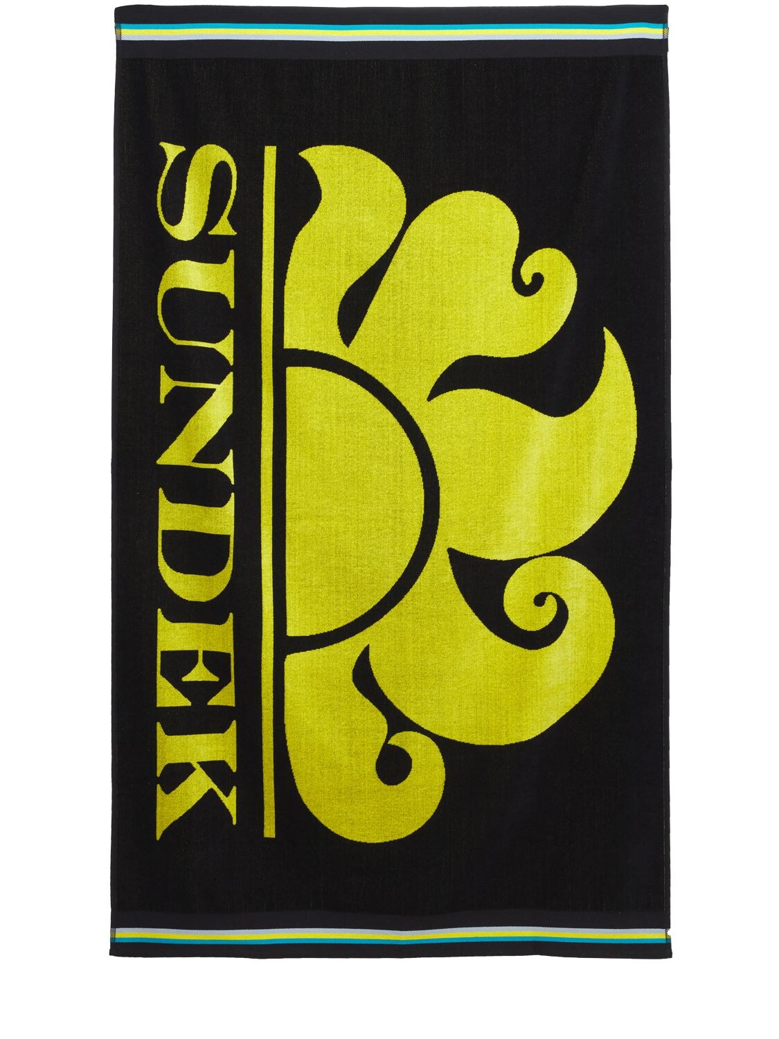 Sundek Logo Print Cotton Terry Beach Towel In Black