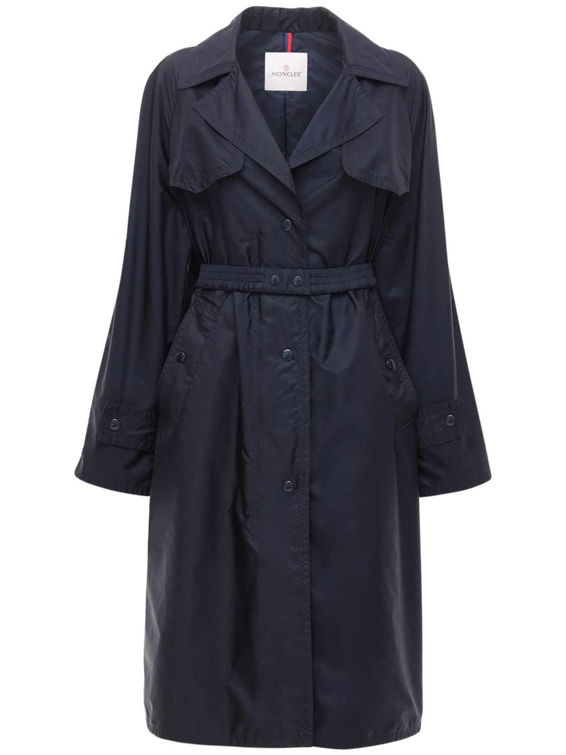 Moncler Rutilicus Nylon Technique Trench Coat In Navy | 