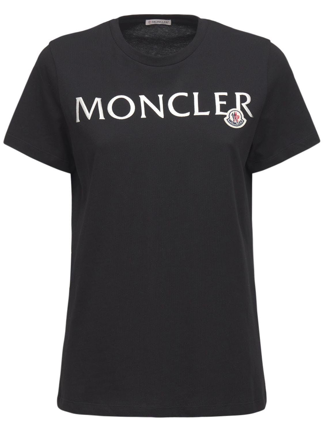 Moncler Logo Printed Cotton Jersey T-shirt In Black | ModeSens