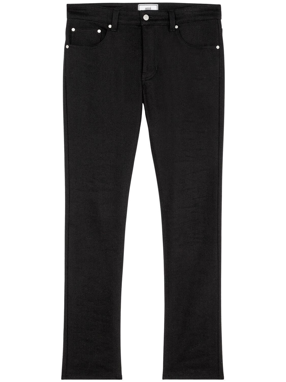Ami Alexandre Mattiussi 17cm Slim Stretch Cotton Denim Jeans In Black