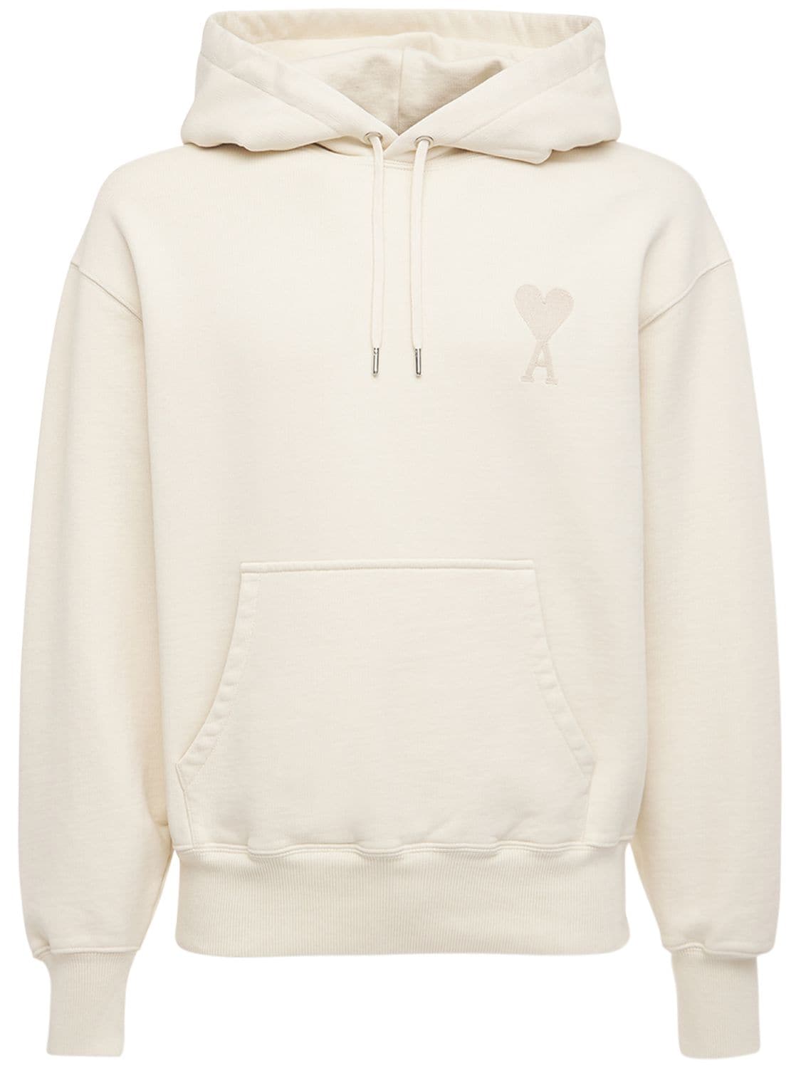 AMI ALEXANDRE MATTIUSSI LOGO BOXY COTTON JERSEY HOODIE,73IDW1032-MTUW0