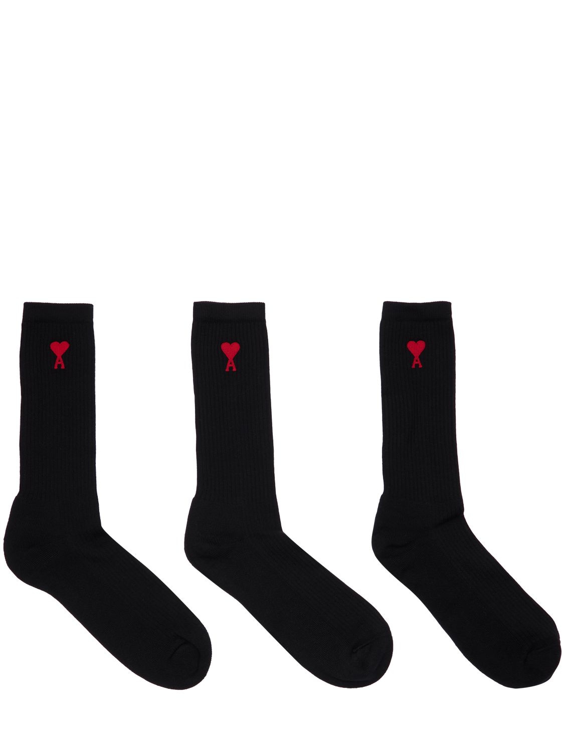 3 Pack Logo Embroidered Cotton Socks