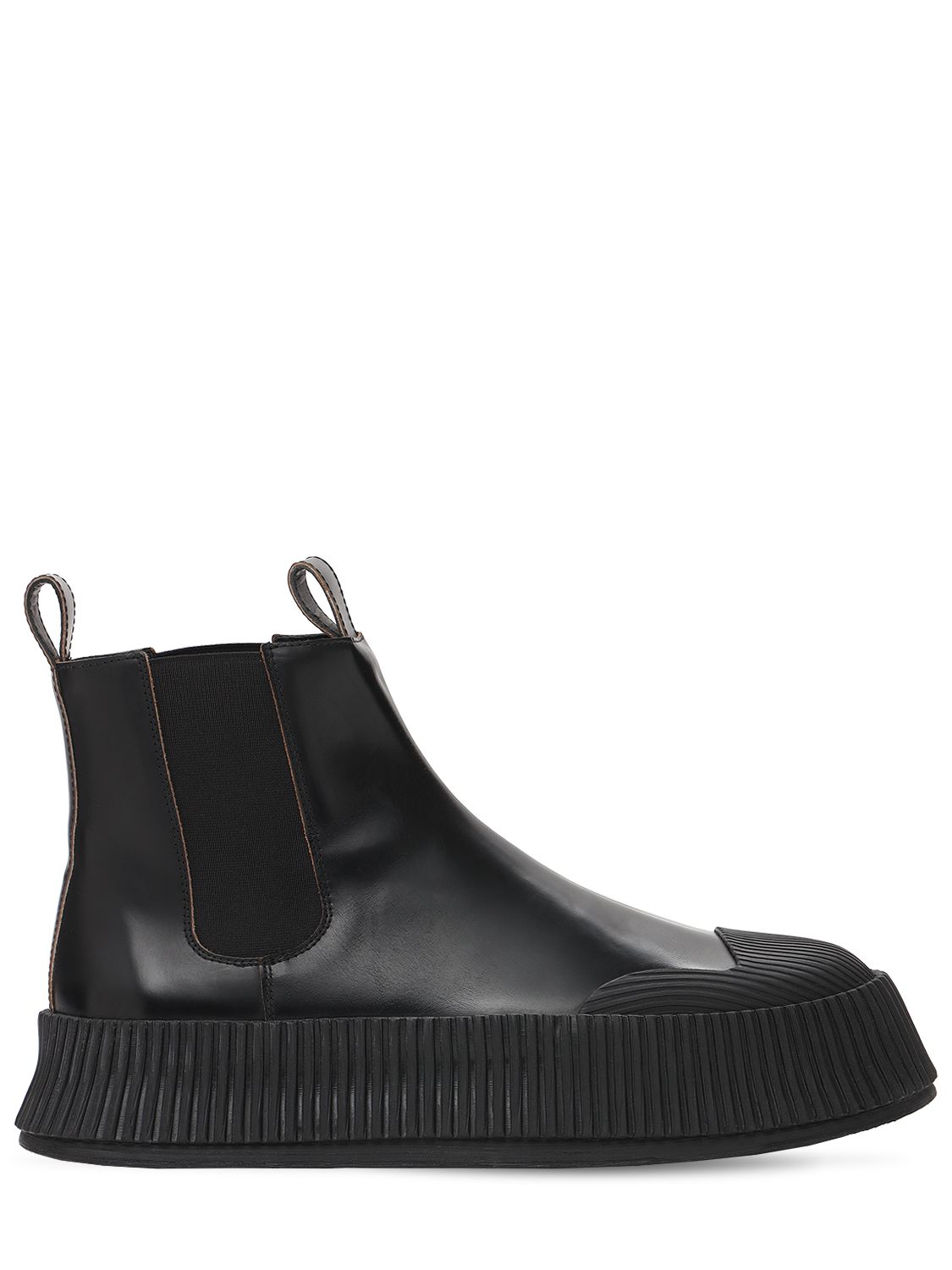 Jil Sander Vulcanized leather chelsea boots Black Luisaviaroma