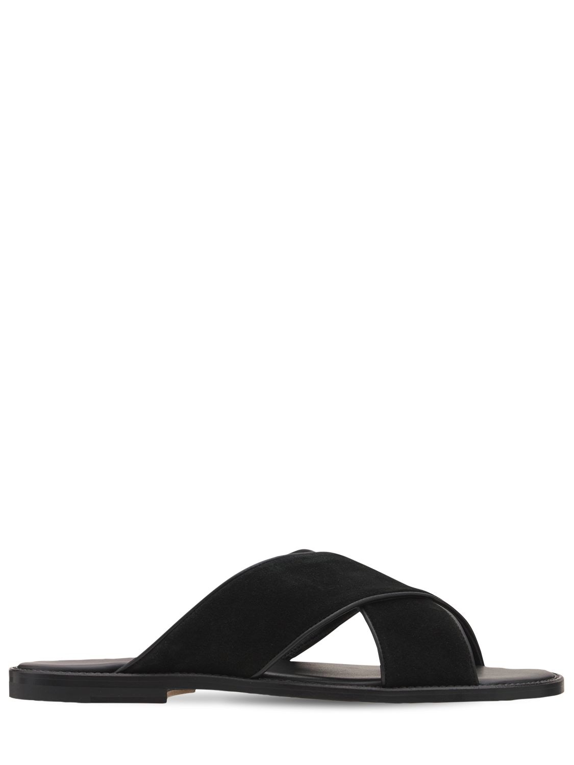 Manolo Blahnik Otawi Leather-trimmed Suede Sandals In Black