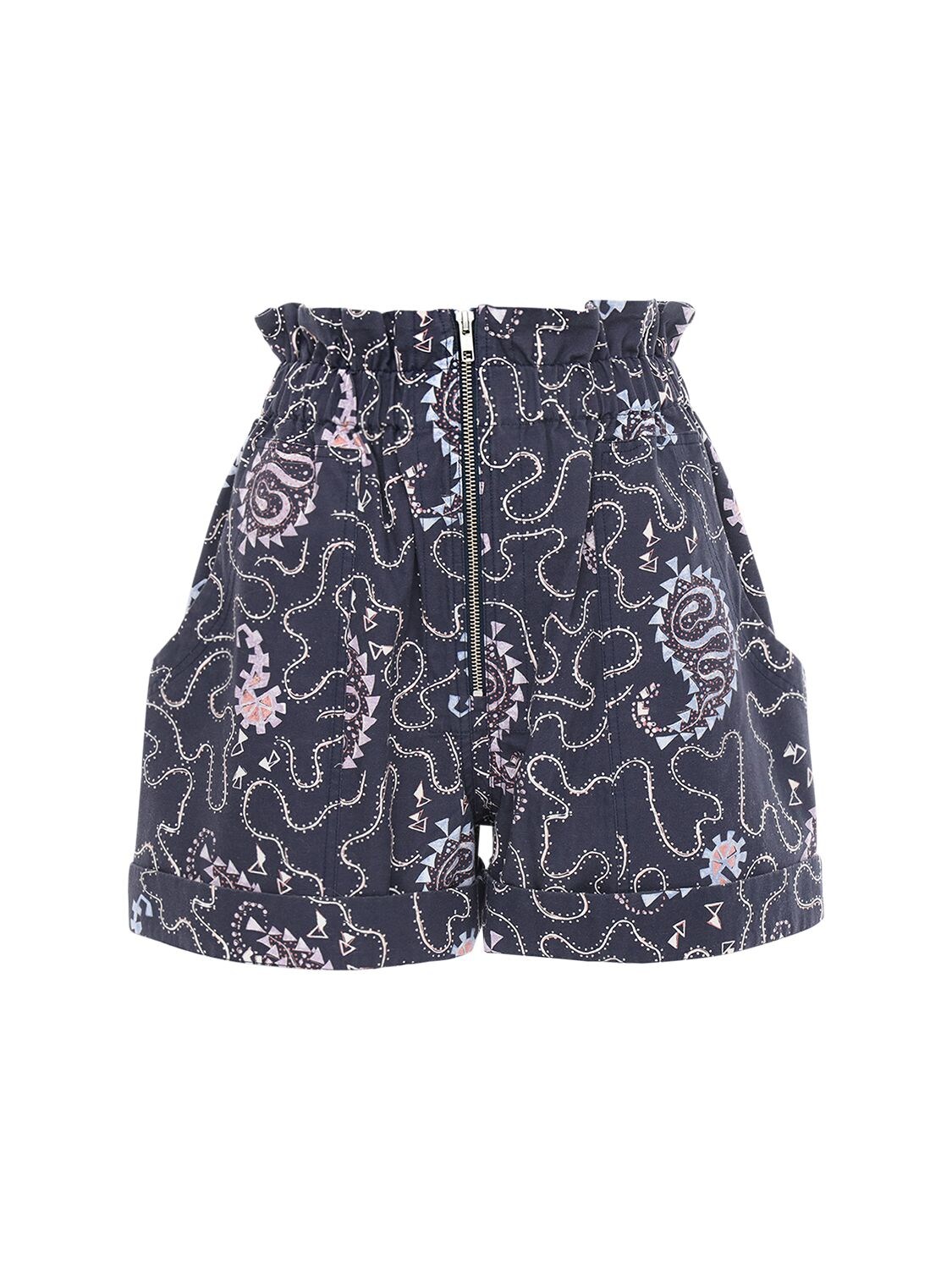 ISABEL MARANT ÉTOILE NAWEL PRINTED COTTON SHORTS,73IE1B038-MZBGTG2