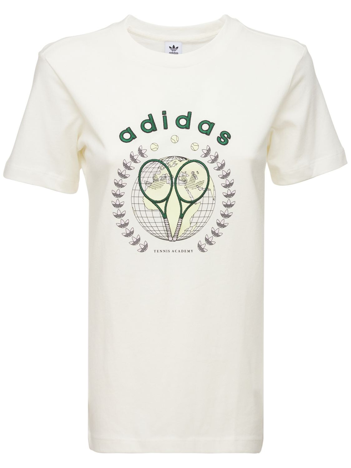 Adidas Originals Printed & Embroidered Cotton T-shirt In White