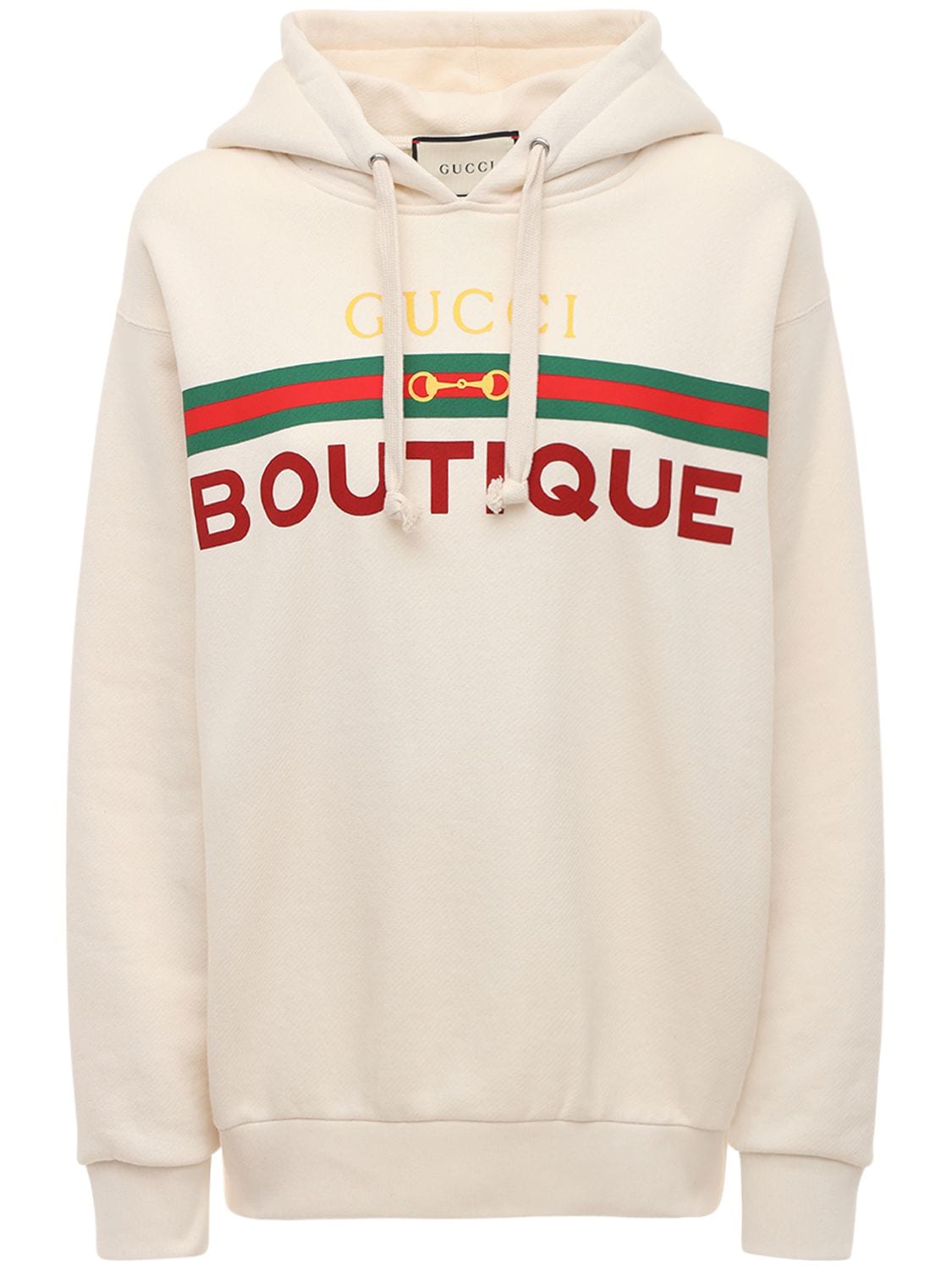 Gucci Boutique Print Cotton Jersey Hoodie In White