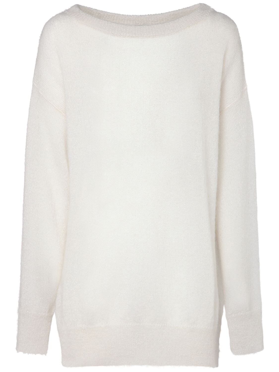 Max Mara Mohair Blend Knit Sweater In White