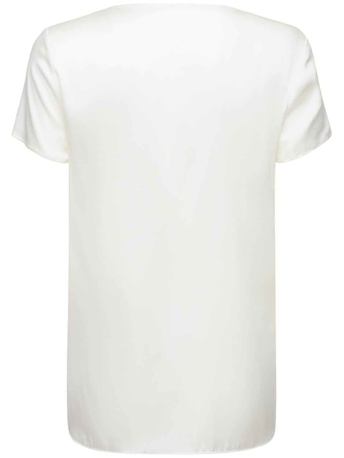 Shop Max Mara Cortona Silk Satin T-shirt Top In White