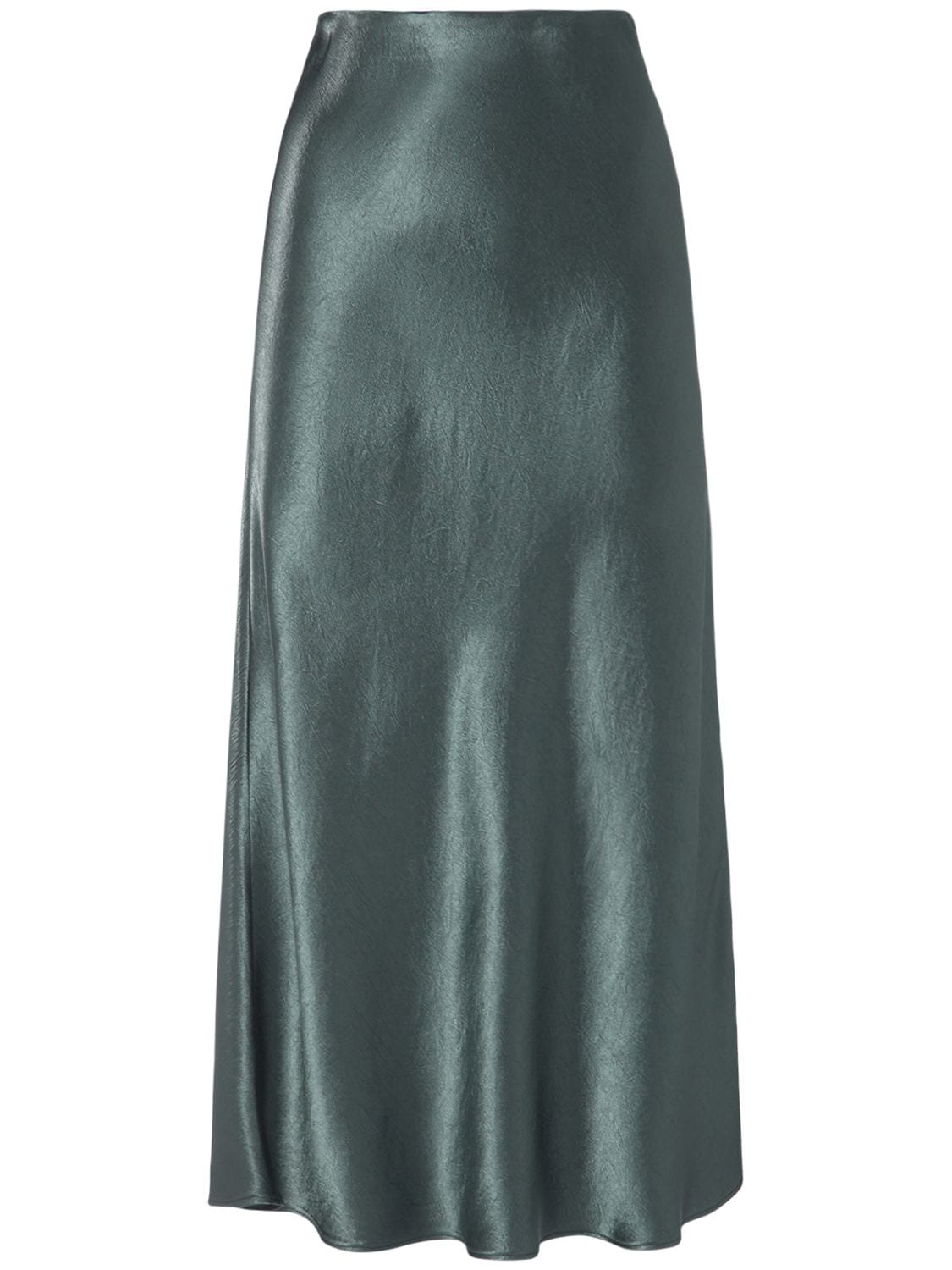 Max Mara Flared Satin Midi Skirt In Dark Green